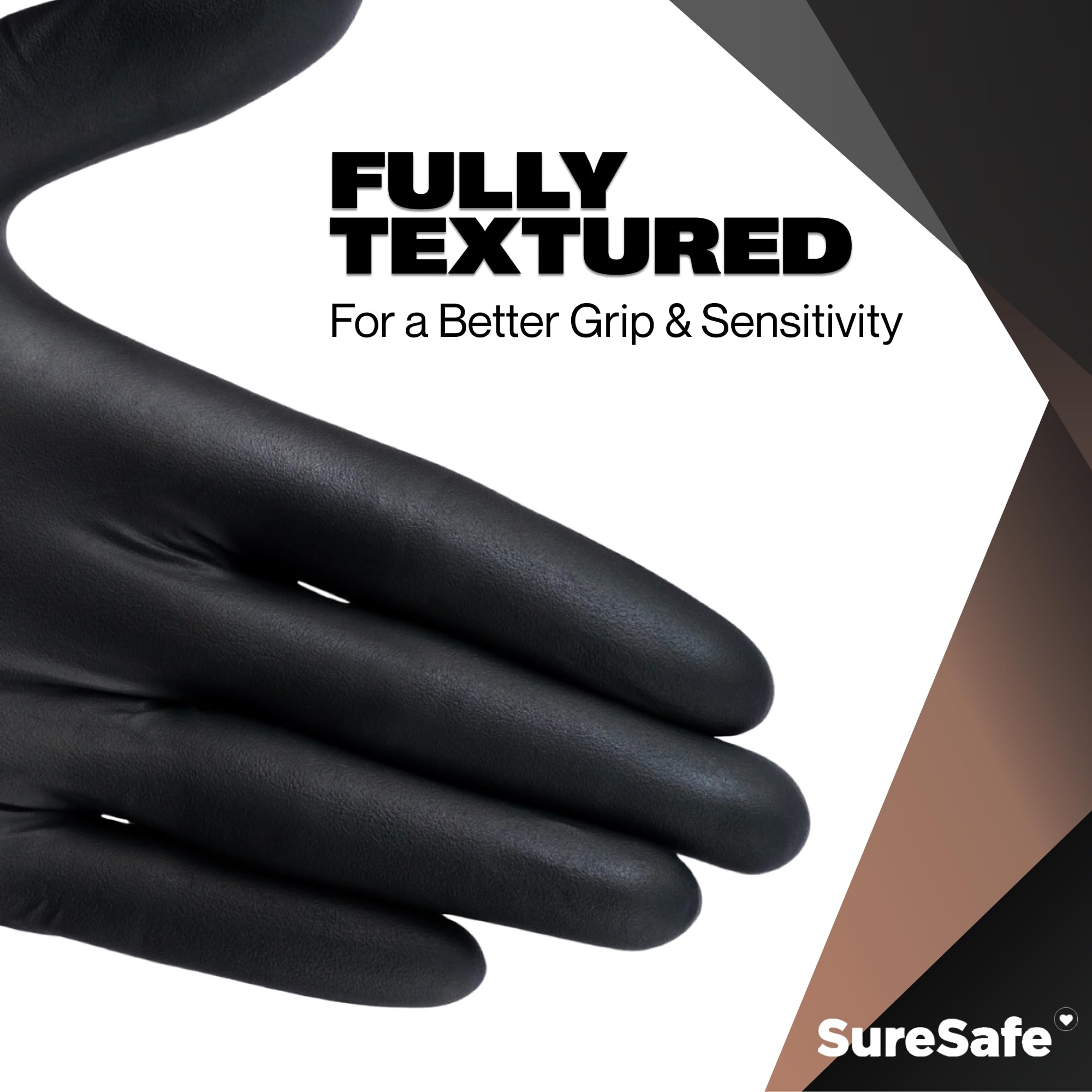 [100 Pack] SURESAFE 7 Mil Nitrile Gloves Large, Heavy-Duty, Latex-Free Black Gloves Disposable for Industrial Use, Mechanical Work, Automotive Repair, Fully Textured