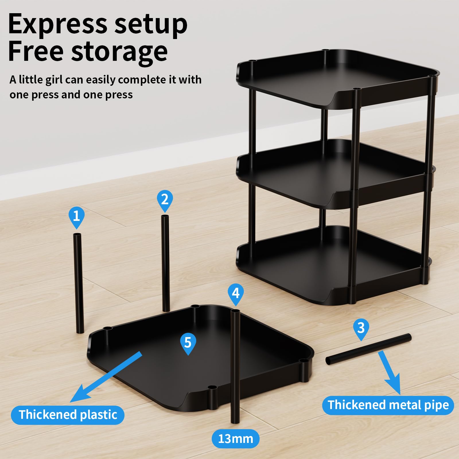 Altdnmaf 6 Tier Vertical Narrow Shoe Rack, Stackable Tall Skinny Shoerack, Compact Single Shoes Storage Tower for Slim Space, Corner Plastic Shelves, for Hallways, Entryway, Bedrooms Organizer, Black