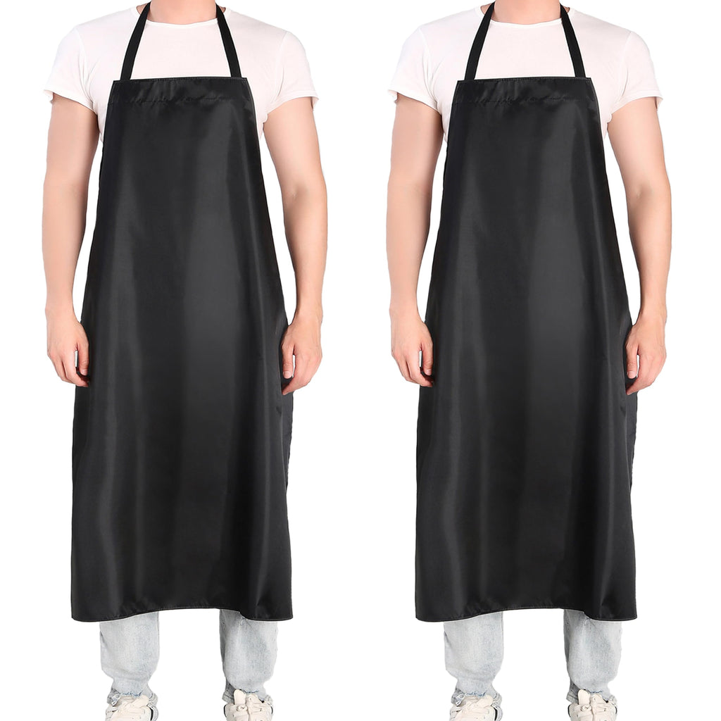 NEU SAFETY 2 Pack Extra Long Bib Apron Set, Waterproof and Durable, Large Size 43.3"x28.7", Black PVC Vinyl Coated, Ideal for Dog Grooming, Dishwashing, Butcher, Labs, Carpentry Work and Workshops