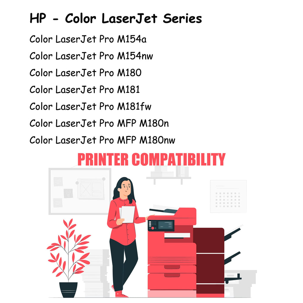 PrinterPro™ Compatible Replacement for HP 204A Toner Cartridges CF510A hp 204a Black Toner for HP Color LaserJet Pro M154a M154nw M180 M181 M181fw MFP M180n M180nw Printer (1* Black)