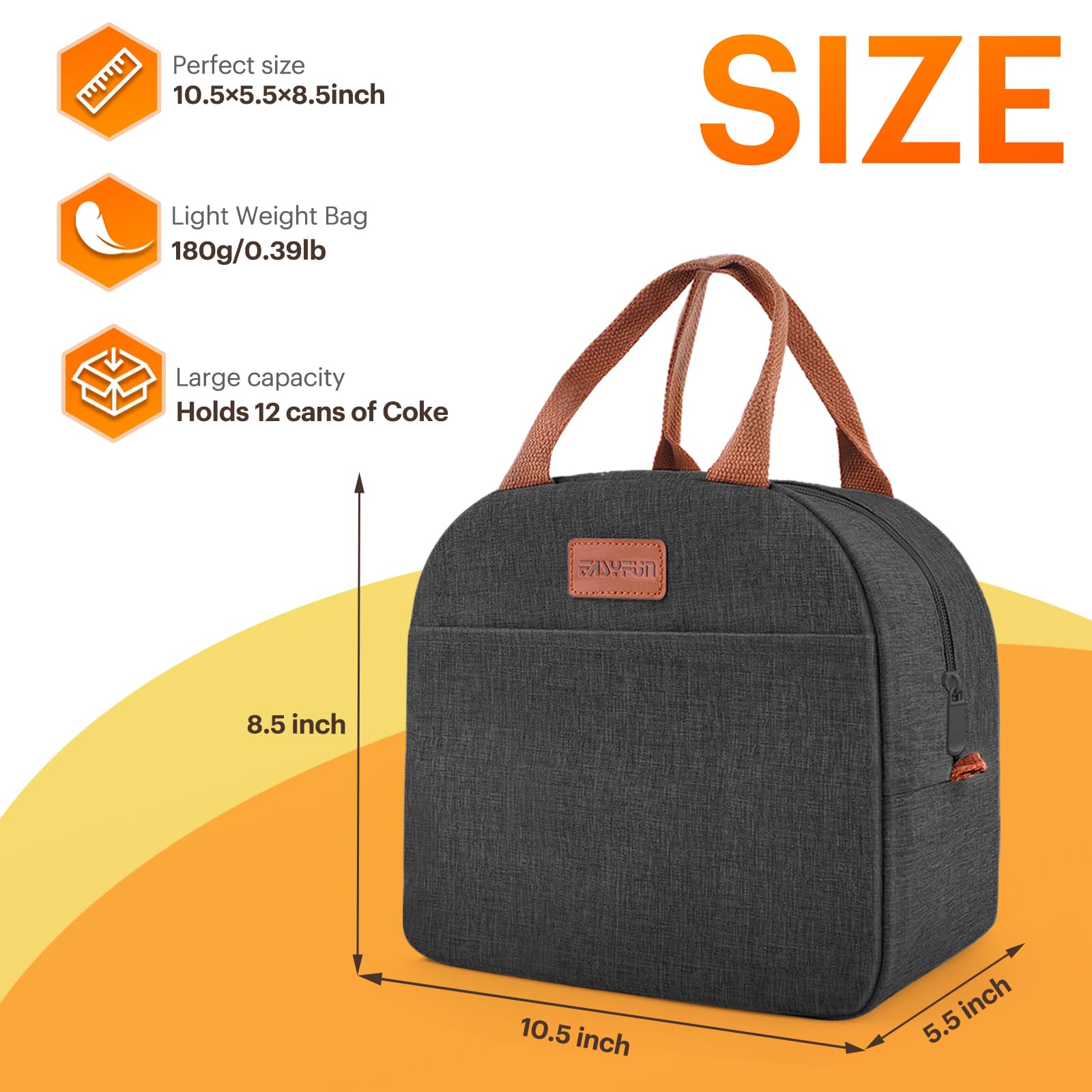 Lunch Bag for Women & Men Adult Insulated Lunch Box, Small Leakproof Cooler Food Lunch Containers Reusable High Capacity Lunch Tote Bags for Work, Travel, Outdoor