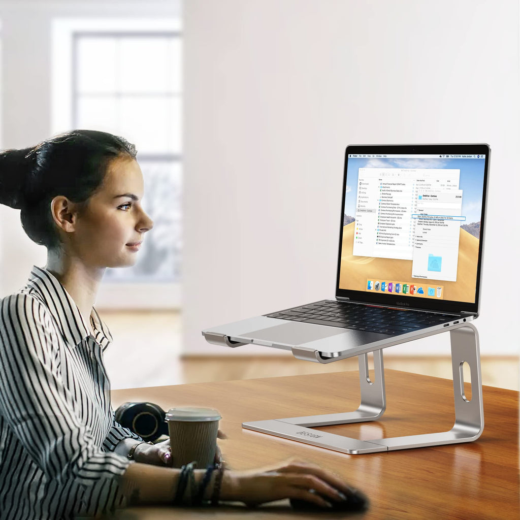 BESIGN LS03 Aluminum Laptop Stand, Ergonomic Detachable Computer Stand, Riser Holder Notebook Stand Compatible with Air, Pro, Dell, HP, Lenovo More 10-15.6" Laptops (Silver)