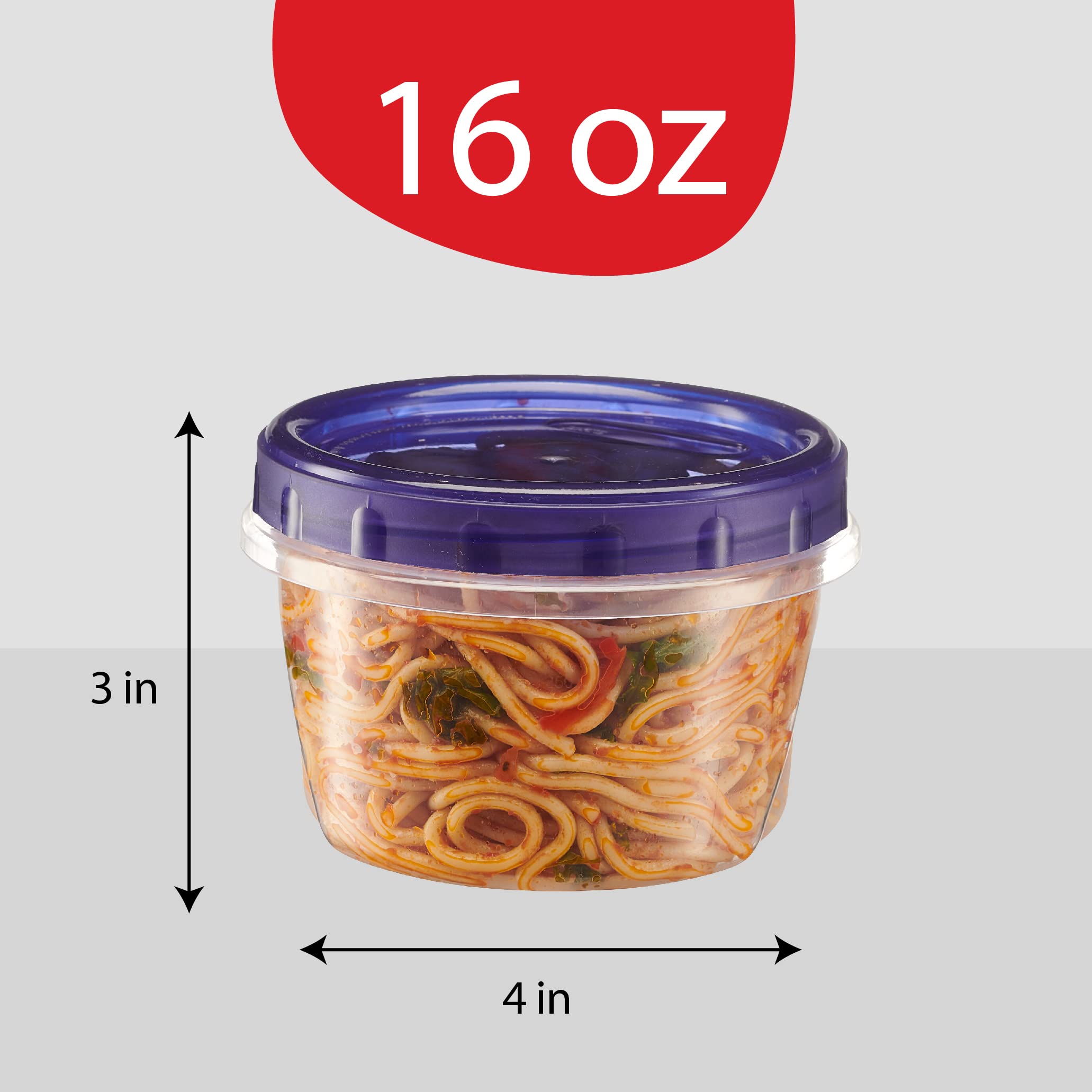 PLASTICPRO 6 Pack Twist Cap Food Storage Containers with Blue Screw on Lid- 16 oz Reusable Meal Prep Containers - Freezer and Microwave Safe Blue Plastic Food Storage