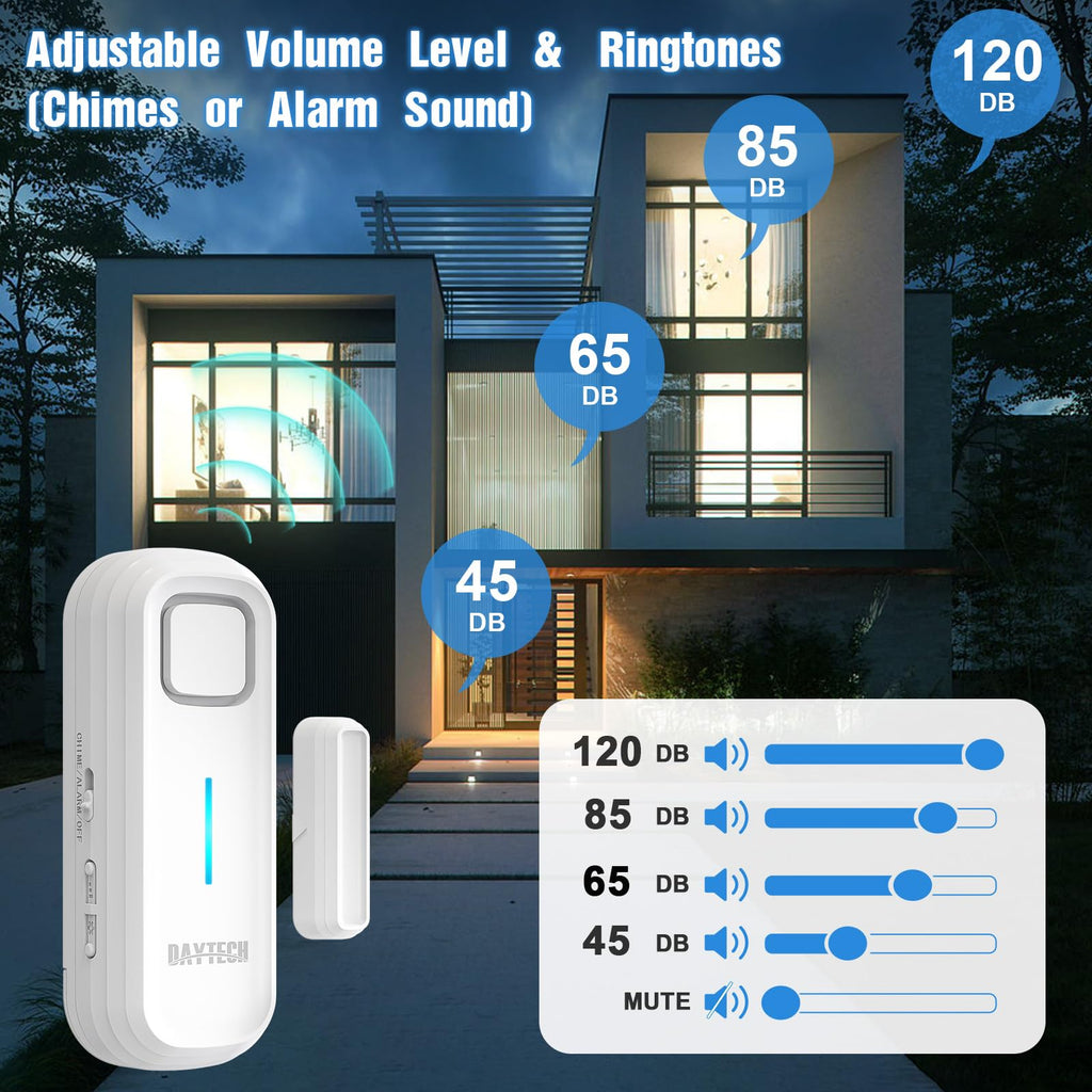 DAYTECH Freezer Door Alarm Freezer Alarm with Delay 60/120/180/240 Seconds Wireless Door Sensor When Left Open Fridge Alert with 0-120dB Adjustable Volume Levels, 1 PC