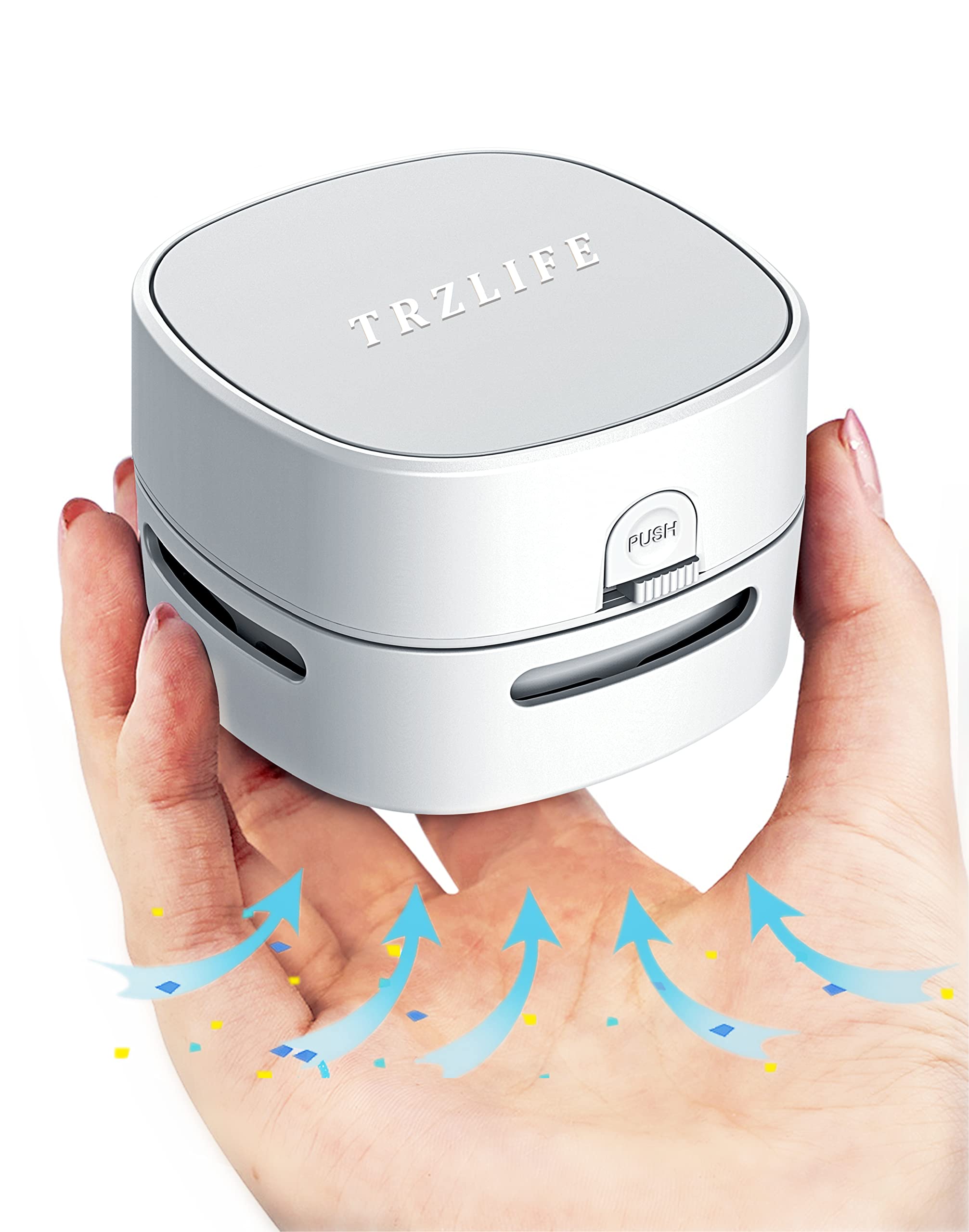 TRZLIFE Desk Vacuum Cleaner, Cordless Mini Table Vacuum Powered by Two AA Batteries Must-Have Office Desk Accessory Sucks up Tiny Items Crumbs from Desktop Drawer Countertop Ideal Gift