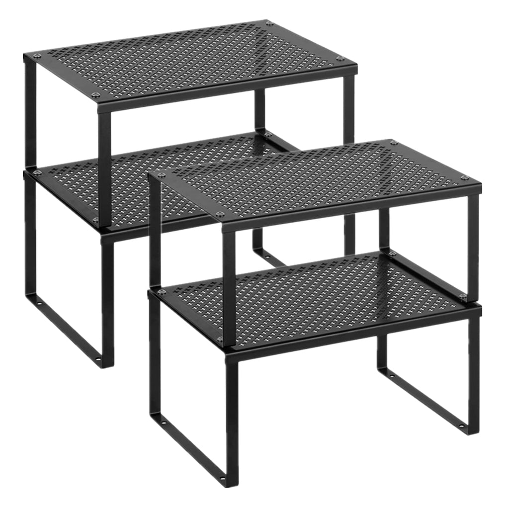 MOOACE Cabinet Shelf Organizers, Set of 4 Expandable Stackable Kitchen Counter Shelves Organizer, Metal