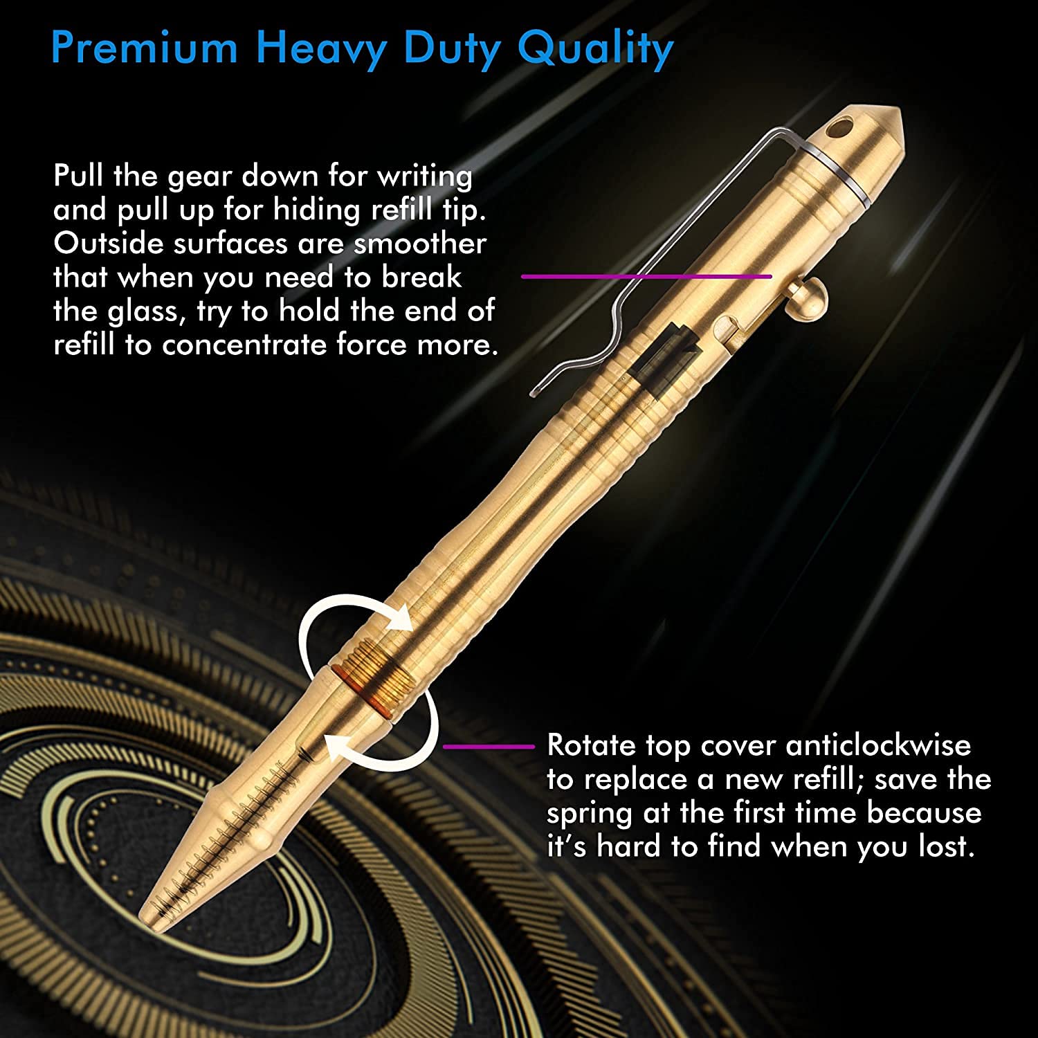 SMOOTHERPRO Solid Brass Bolt Action Pen Heavy Duty for Tremor Parkinson Arthritic Hands Business Office Signature EDC Pocket Carry Retro Black (BB202)