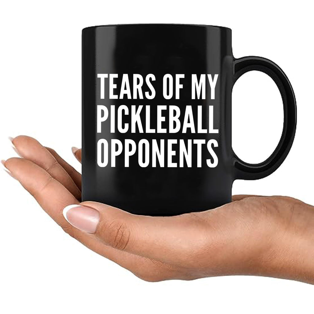 Tears of My Pickleball Opponents Sports Player Pickleball Gifts for Grandpa Grandma Wife Husband Paddle Tennis Funny Coffee Mug Ceramic Cup Novelty Drinkware (Black, 11 oz)