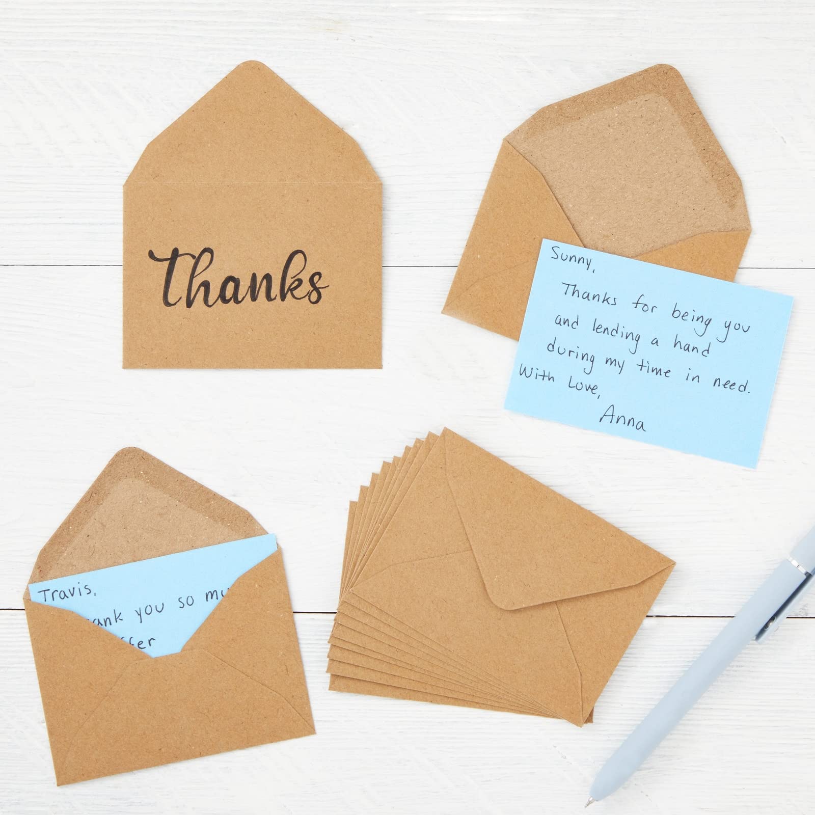 100 Count Mini Gift Card Envelopes Bulk - Brown Kraft Paper Envelopes for Business Card, Wedding RSVP, Birthday, Holiday Gift Cards (4.1x2.75 in)