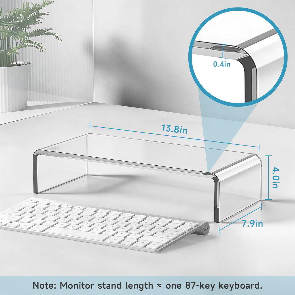 Acrylic Monitor Stand Riser - Acrylic Laptop Stand, Clear Monitor Stand, Monitor Riser for Desk Keyboard Storage Office, Home, School