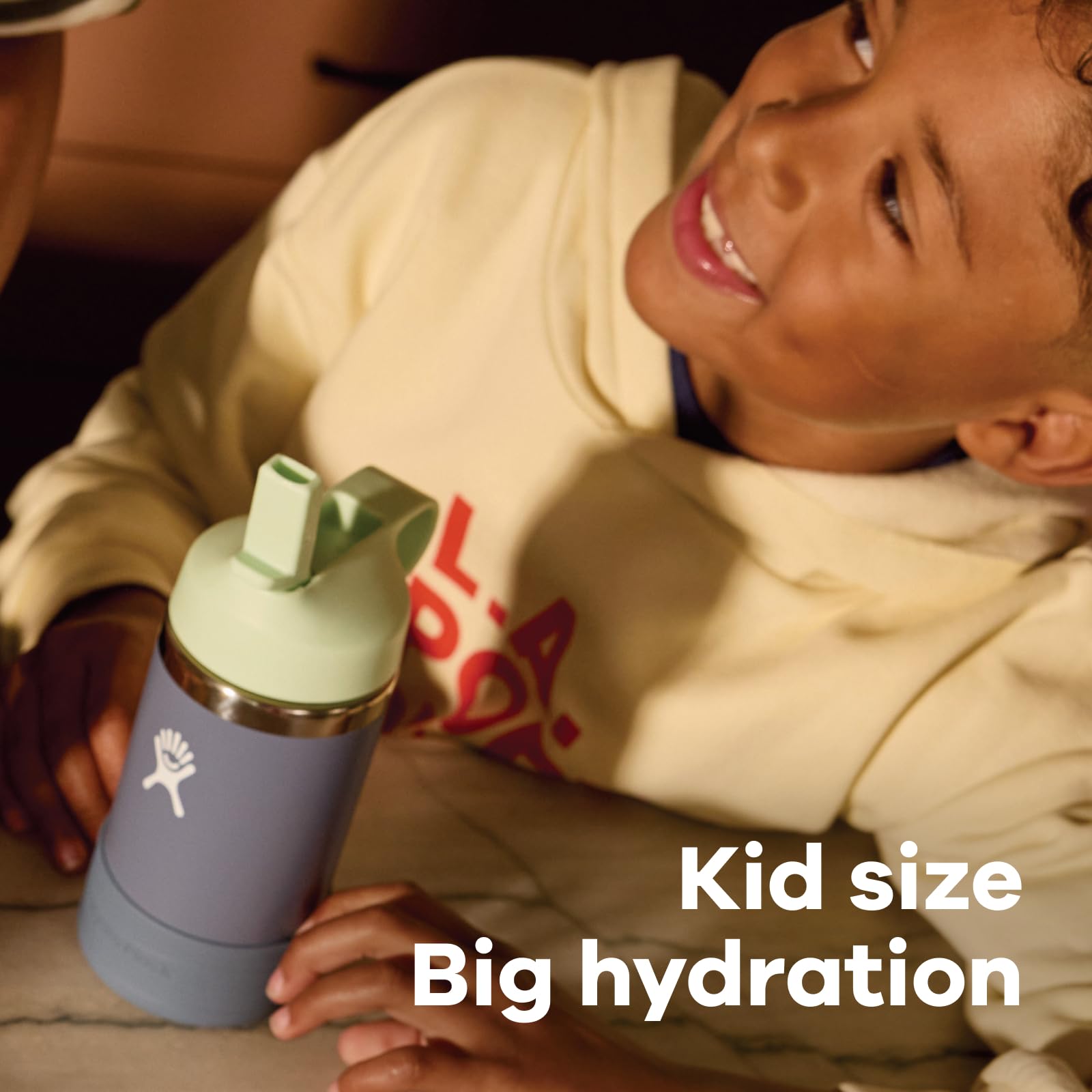 Hydro Flask 12 Oz Kids Stainless Steel Wide Mouth Water Bottle with Straw Cap and Boot, Anemone