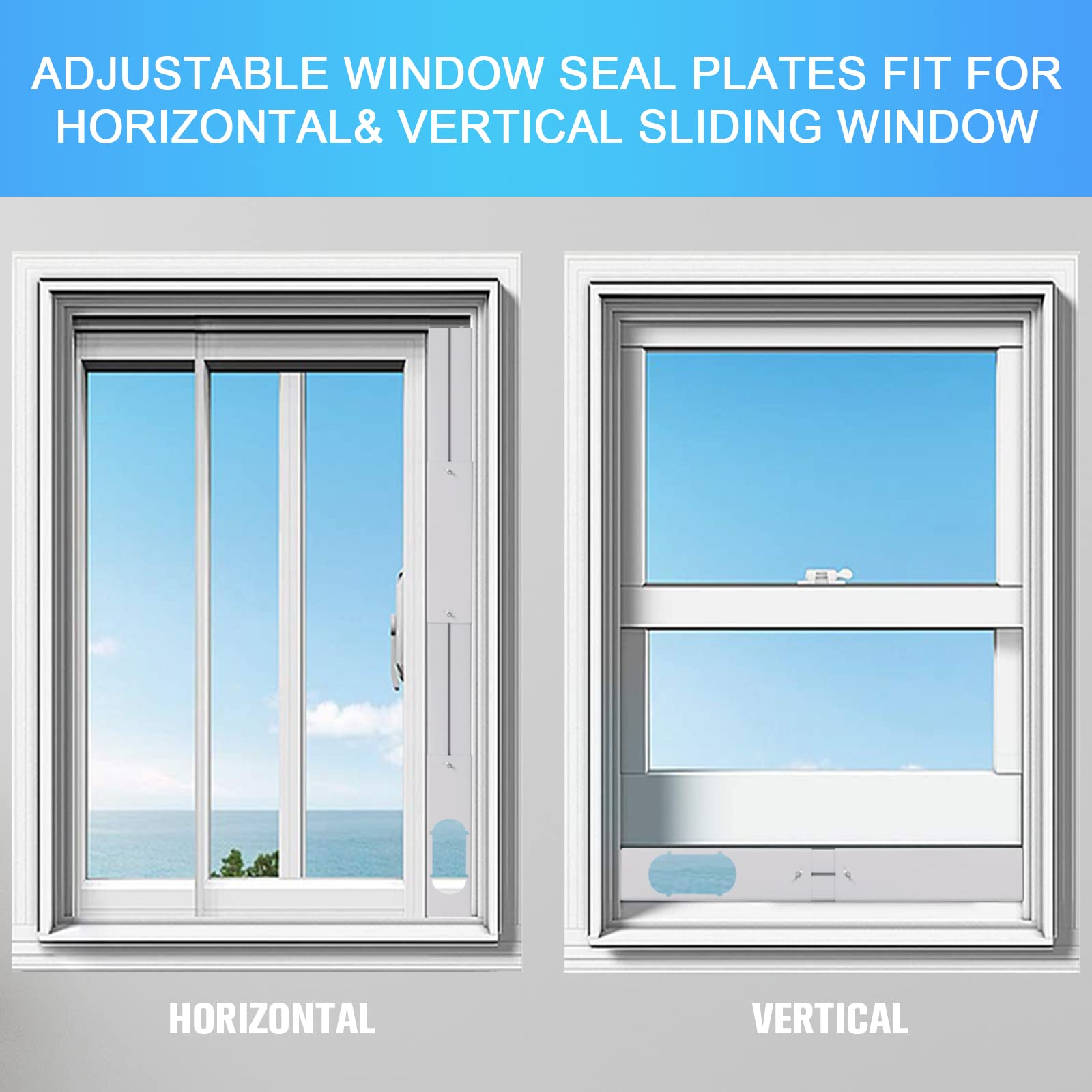 Kerykwan Portable Air Conditioner Window Door Kit with 5.9 Inch Exhaust Pipe Adjustable AC Channel Ventilation Kit Universal AC Sealing Panel for Horizontal Window and