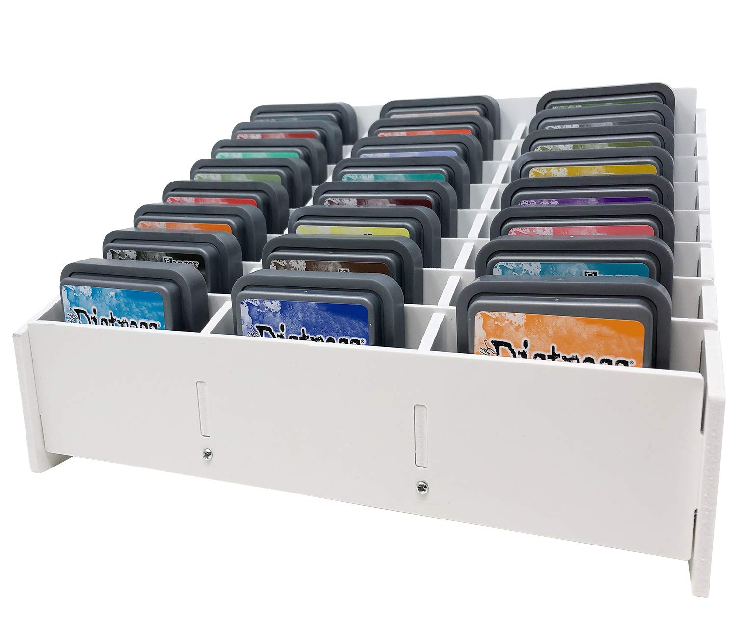 Pixiss Ink Pad Storage Holder and Stamp Pad Storage for Distress Oxide Ink and Others Sits Horizontal or Vertical - Stores 24 Ink Pads Craft Storage Organizer