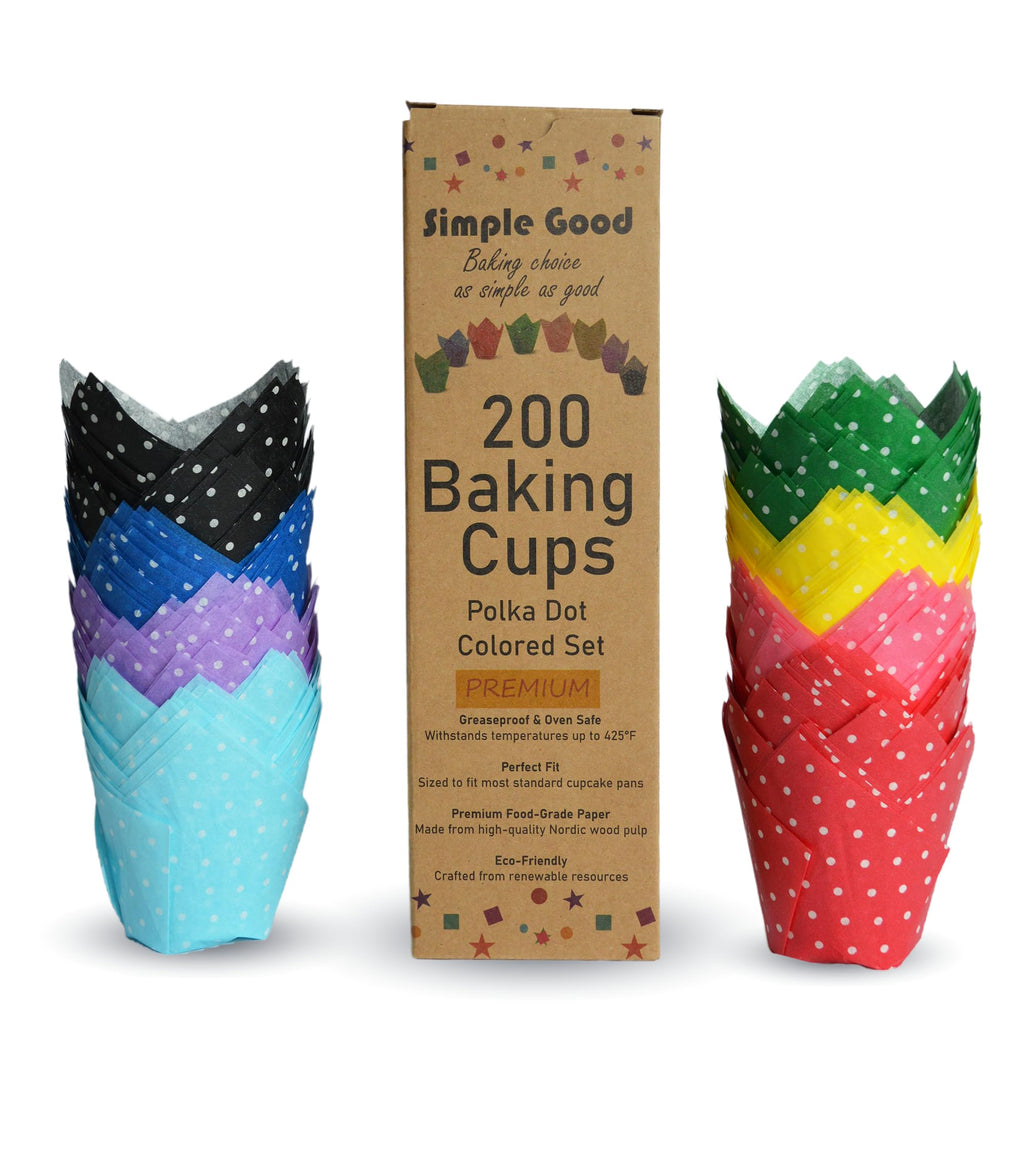 200pcs Polka Dot Cupcake Liners, Muffin Liners Baking Cups, Tulip Muffin Liners, Cupcake Wrapper for Party, Wedding, Birthday, Easter, Christmas