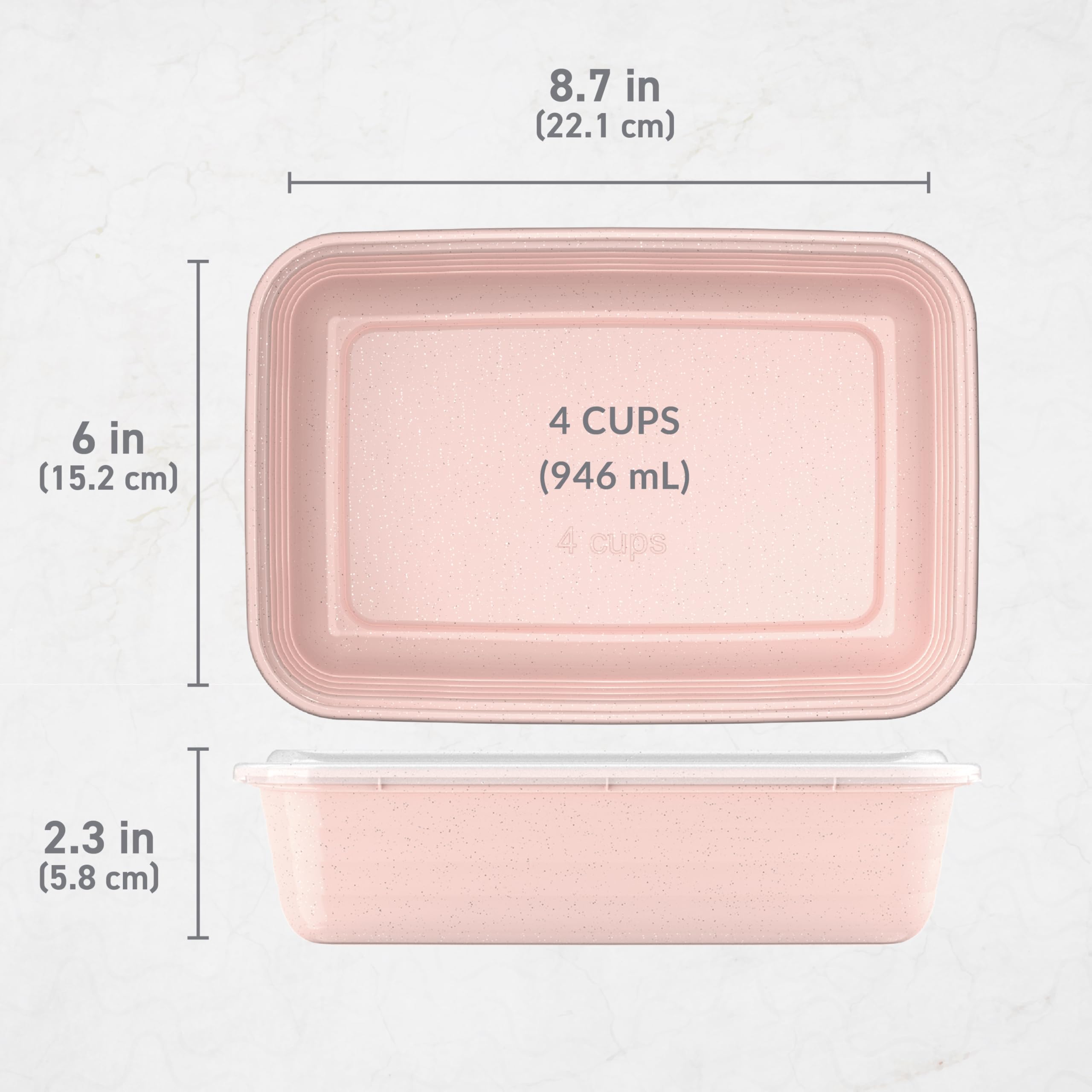 Bentgo Prep - 20-Piece 1-Compartment Reusable Meal Prep Containers with Lids, PFAS & BPA Free Materials, Durable, Microwave, Freezer, & Dishwasher Safe To Go Food Storage (Peony Glitter)