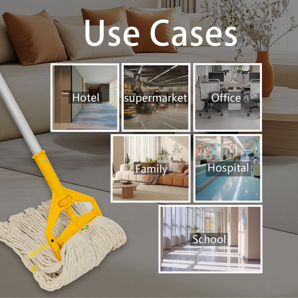 KLHB-YF 16oz Commercial & Industrial Mop Head Replacement - All-Purpose Mop Heads for Floor Cleaning Stronger Fastness Good Water Absorption Effect Long Service Life Can be Matched with Most Mop Holders on the Market (White, 3PC)