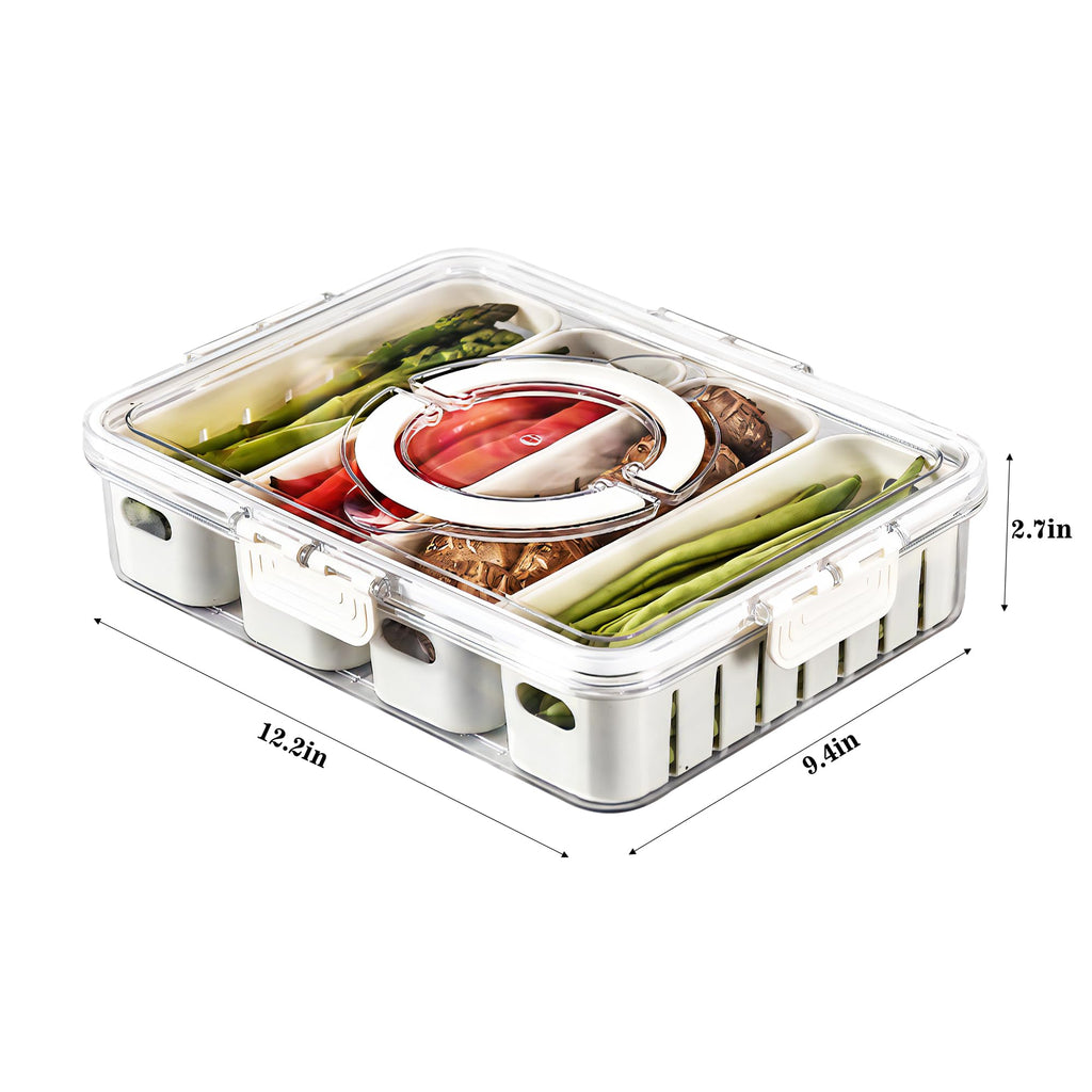 MineSign Divided Snackle Box with Lids Stackable Food Serving Tray for Fruit&Veggie Plastic Fridge Storage Container for Pantry Freezer Clear Snack Box for Meal Prep Candy Nuts Spice