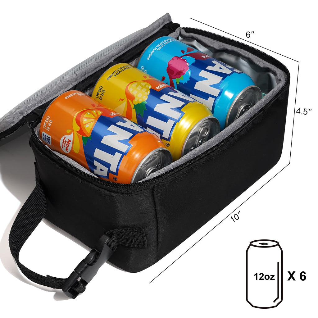 Cerbonny Small Cooler Bag Freezable Lunch Bag, Small Lunch Bag Insulated with Ice Pack, Mini Cooler Bag for Work School Trip,Fit for 3+,(Black)
