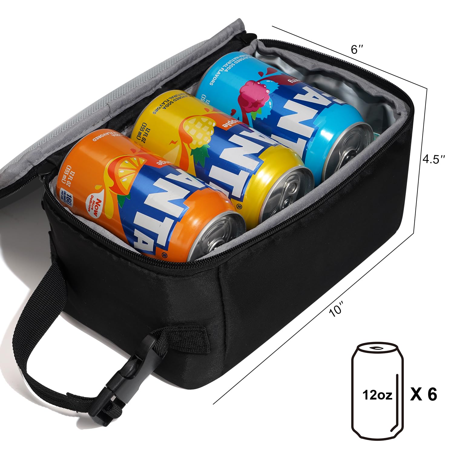Cerbonny Small Cooler Bag Freezable Lunch Bag, Small Lunch Bag Insulated with Ice Pack, Mini Cooler Bag for Work School Trip,Fit for 3+,(Black)