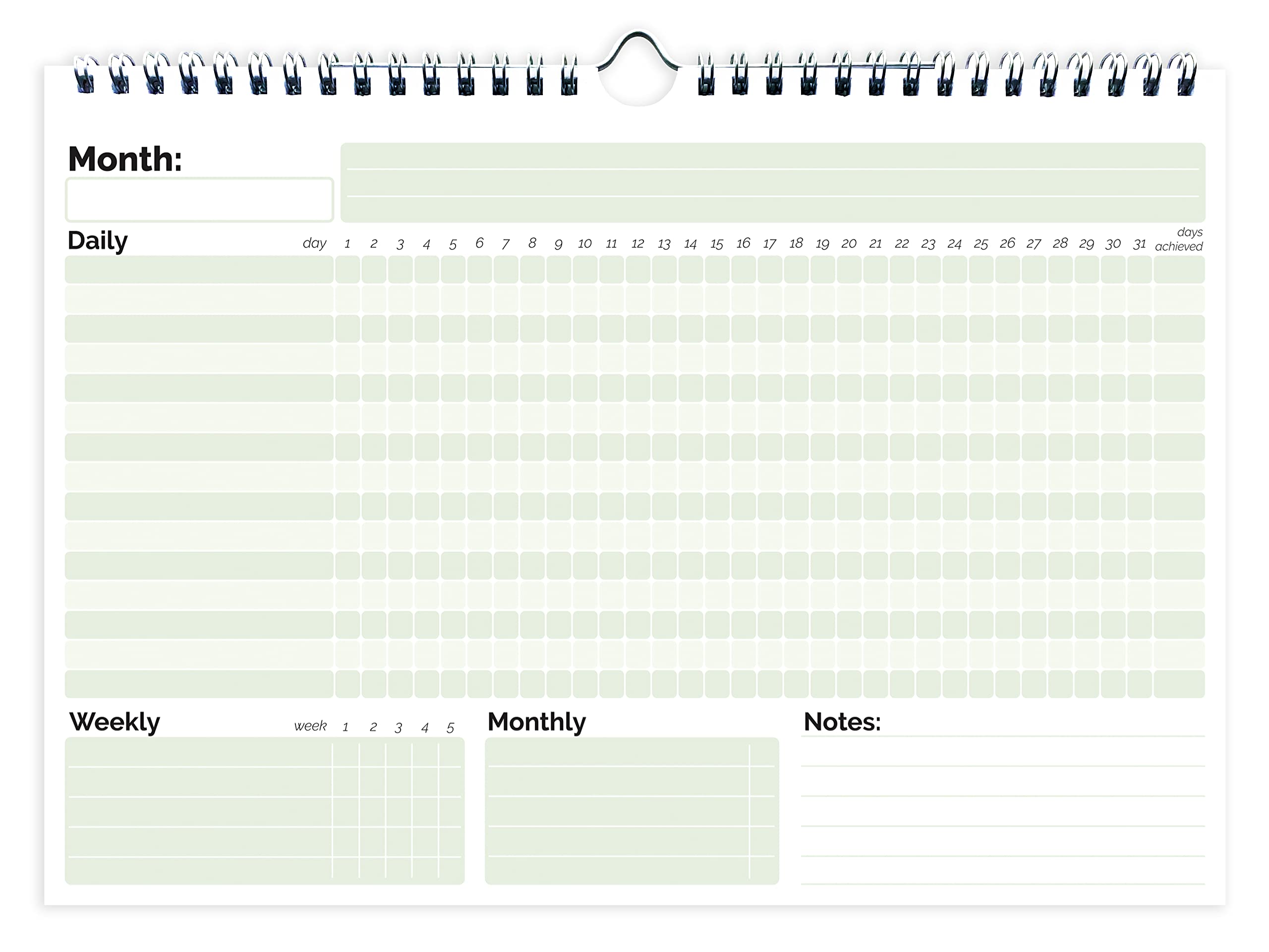 HADIGU Habit Tracker Calendar, (Undated 12 Month) with Spiral Bound and Hanger, A4 size (8.3"x11.7"), Habit Tracker Journal for Daily Weekly and Monthly Habit Tracking.