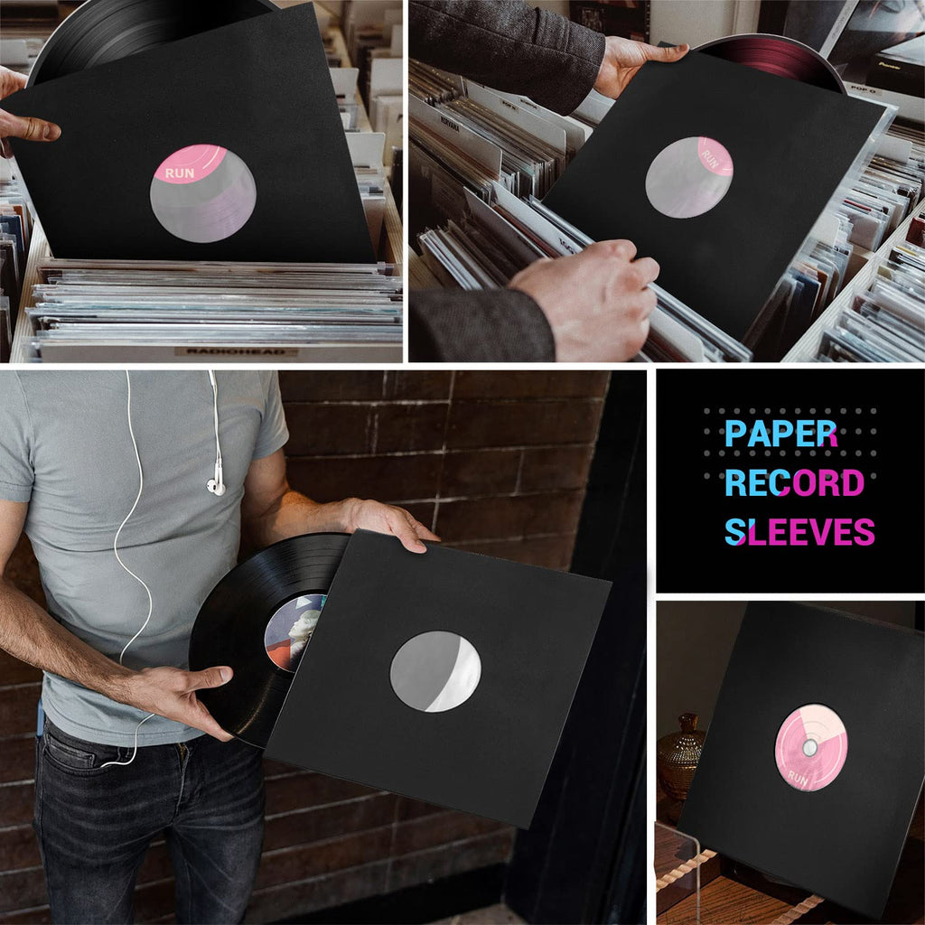 Facmogu 20PCS 7" Vinyl Record Paper & Poly Inner Sleeves, 110gsm Medium Weight Paper Sleeves for LP Vinyl Records, Album Covers LP Vinyl Jacket Covers Cardboard Record Covers for Vinyl Storage