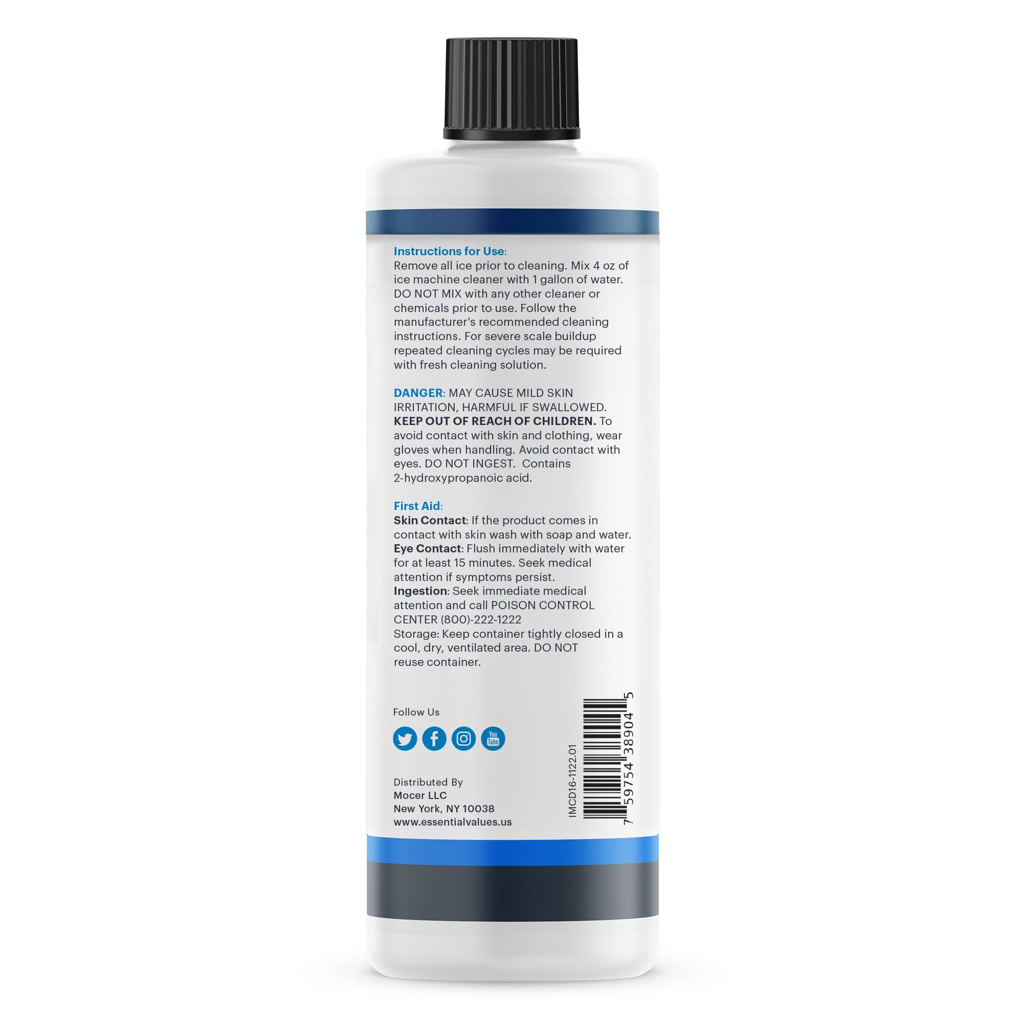 Essential Values Ice Machine Cleaner and Descaler 16 fl oz - Ice Maker Cleaner and Descaler - Compatible with All Major Brands (Scotsman, KitchenAid, Affresh, Opal, Manitowoc)