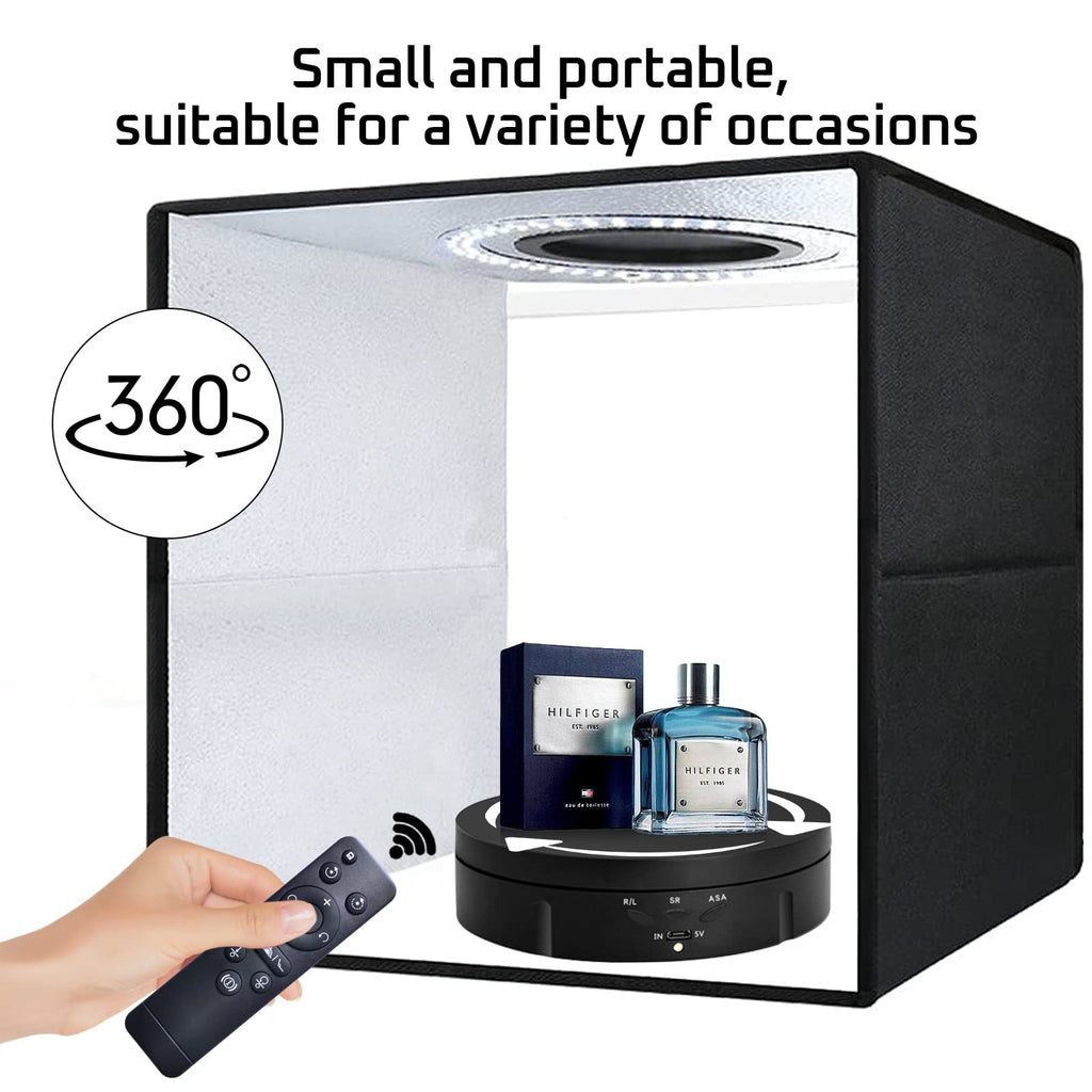 JAYEGT 3 in1 Motorized Rotating Display Stand with 5.74 /7.08/ 8.66 inch Replacement Cover，Max 22lbs Load，360 Electronic Turntable for Photography Products (3 in1 / Black/ With Remote controller)