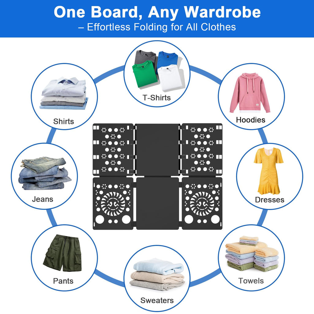 BoxLegend V3 Shirt Folding Board T Shirt Clothes Folder for Adults and Children Easy and Fun Durable PP Plastic Laundry Folders (Black)
