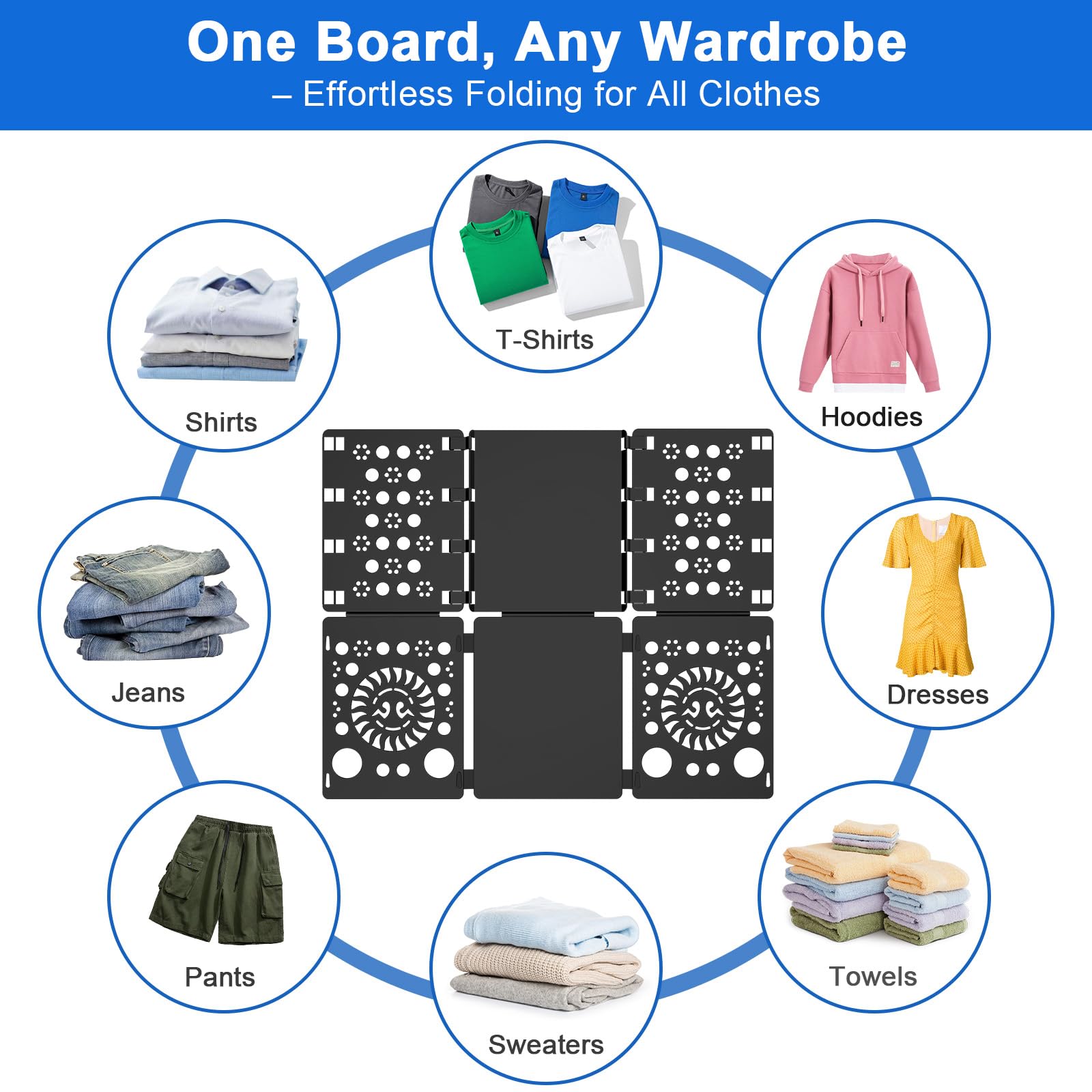 BoxLegend V3 Shirt Folding Board T Shirt Clothes Folder for Adults and Children Easy and Fun Durable PP Plastic Laundry Folders (Black)