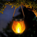 iBaycon 1 Pack Solar Lanterns Lights, Halloween Flickering Flame Garden Lights with 2 Modes Dual Charging USB & Solar, Outdoor Waterproof Hanging Lantern for Party Holiday Halloween Decor (Warm White)