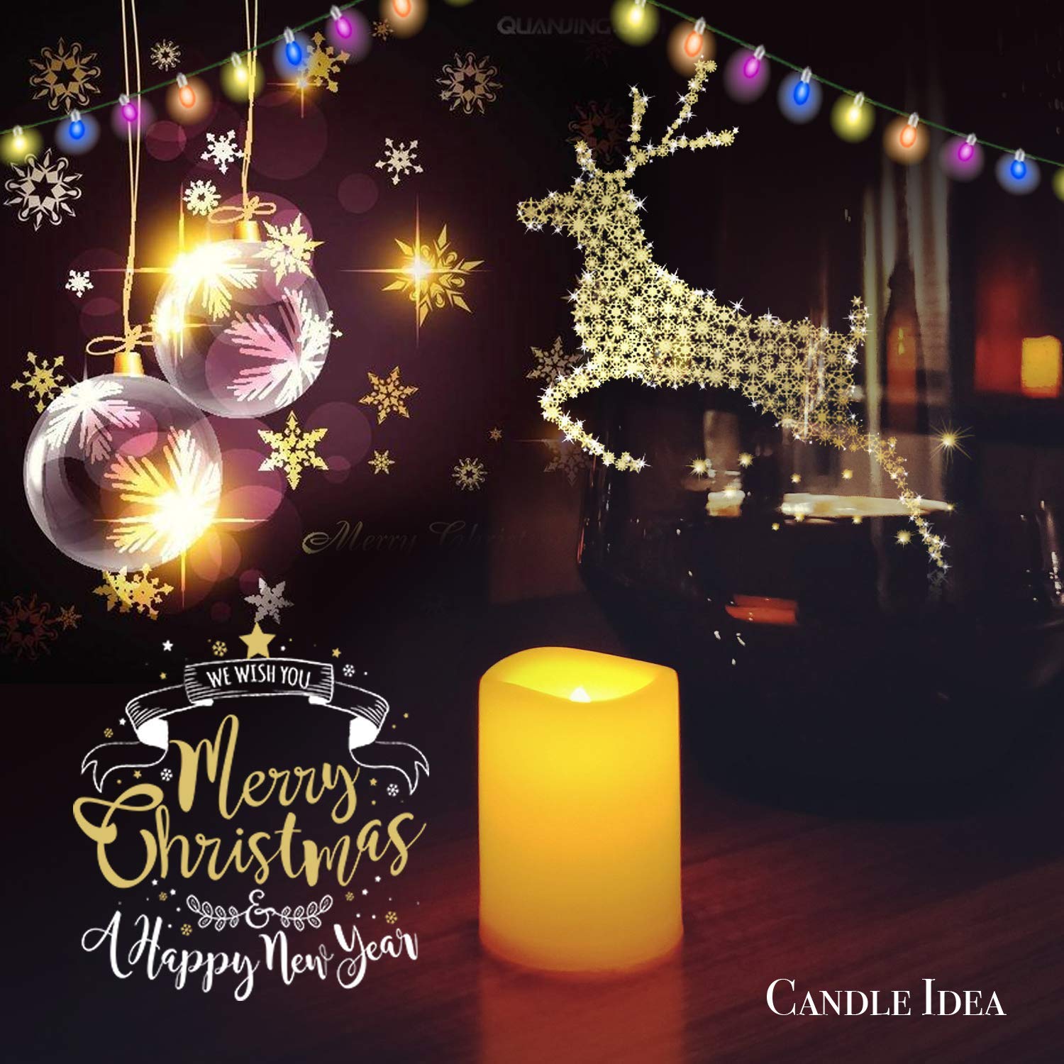Flameless Flickering Votive Tea Lights Candles Bulk Battery Operated Set of 24 Fake Candles/Flickering Tealights LED Candle for Garden Wedding,Party, Christmas Decorations etc (Batteries Included)