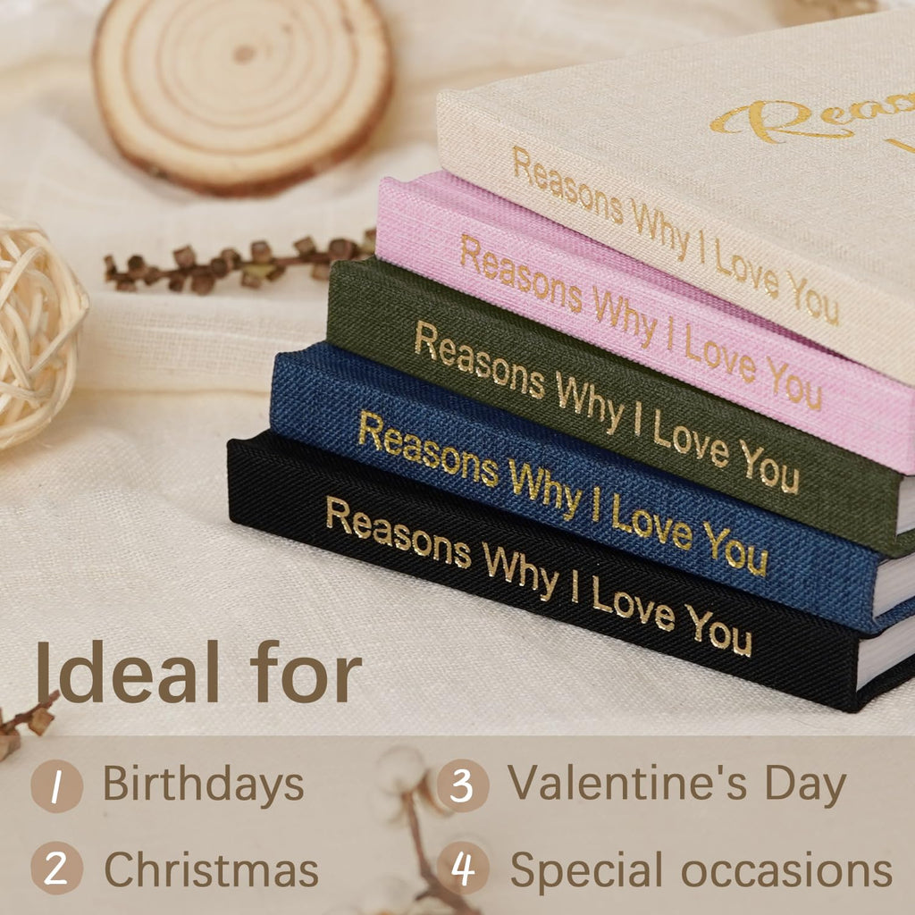 Artmag What I Love About You Fabric Book, Fill-in-The-Blank Love Journal Book for Couples Husband Wife Him Her Birthday Christmas Gifts Stocking Stuffer (Black)