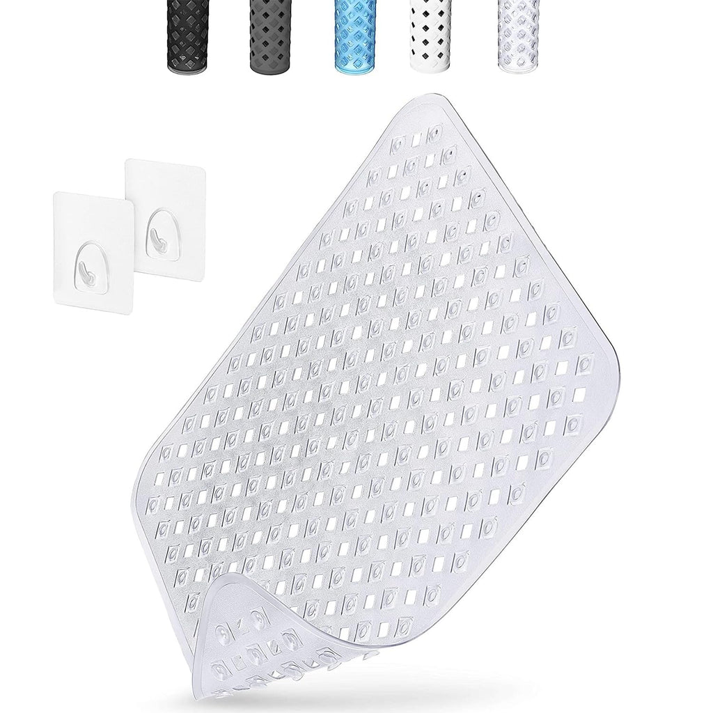 Non Slip Shower Mat Square: Mildew Resistant Shower Anti Slip Mat with Drain Holes - 165 Suction Cups Shower Floor Anti Slip Mat for Stall