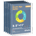 YYSWIIN Acrylic Sign Holder 8.5 x 11 wall mount,Clear Plastic Poster Holders with 3M Tape,Durable Plexi Frame for Office,Store,Home,Cafe, Restaurant (6 Pack)
