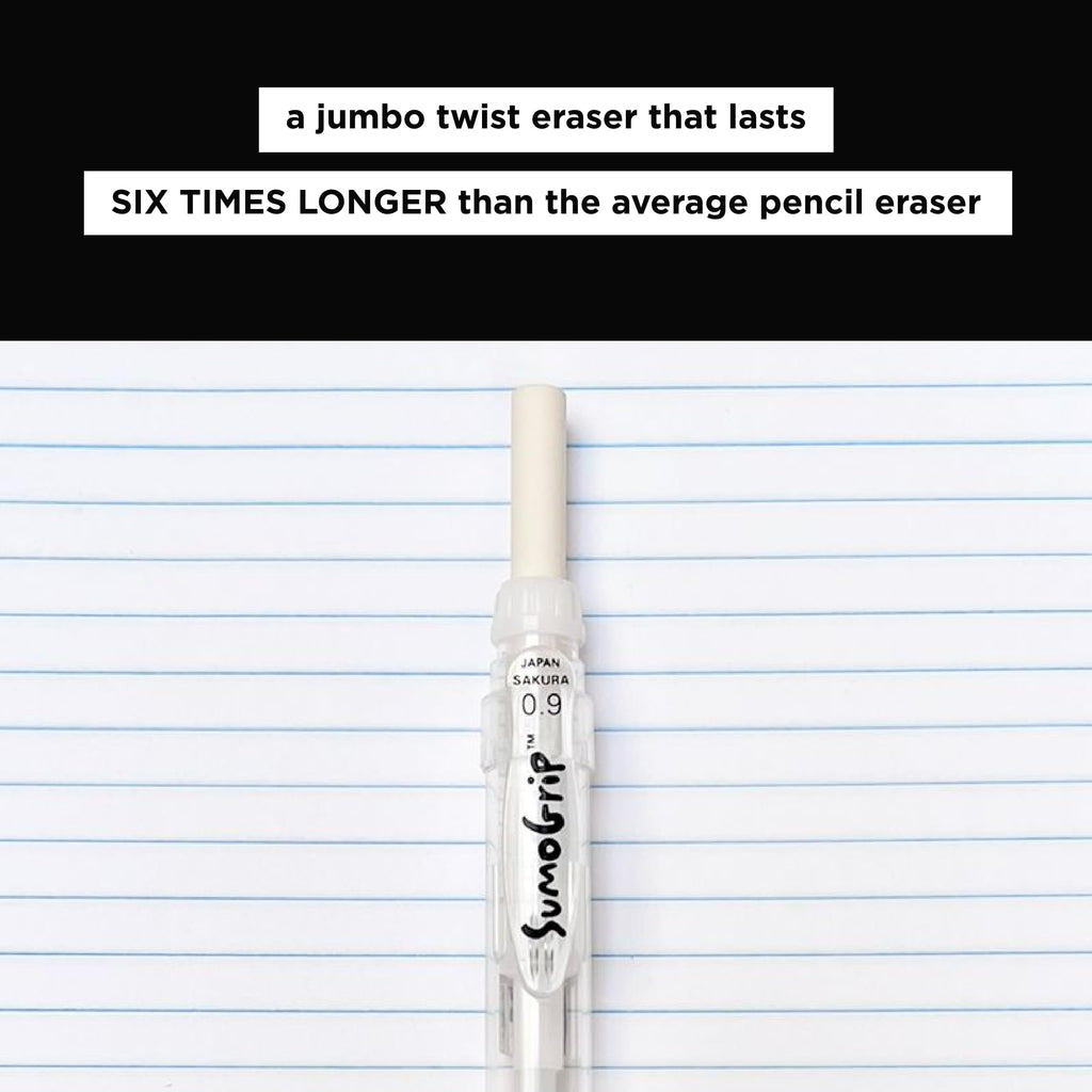 Sakura SumoGrip Pencil with Comfort Grip - 0.9 mm Ergonomic Mechanical Pencil - Clear - 3 Pack