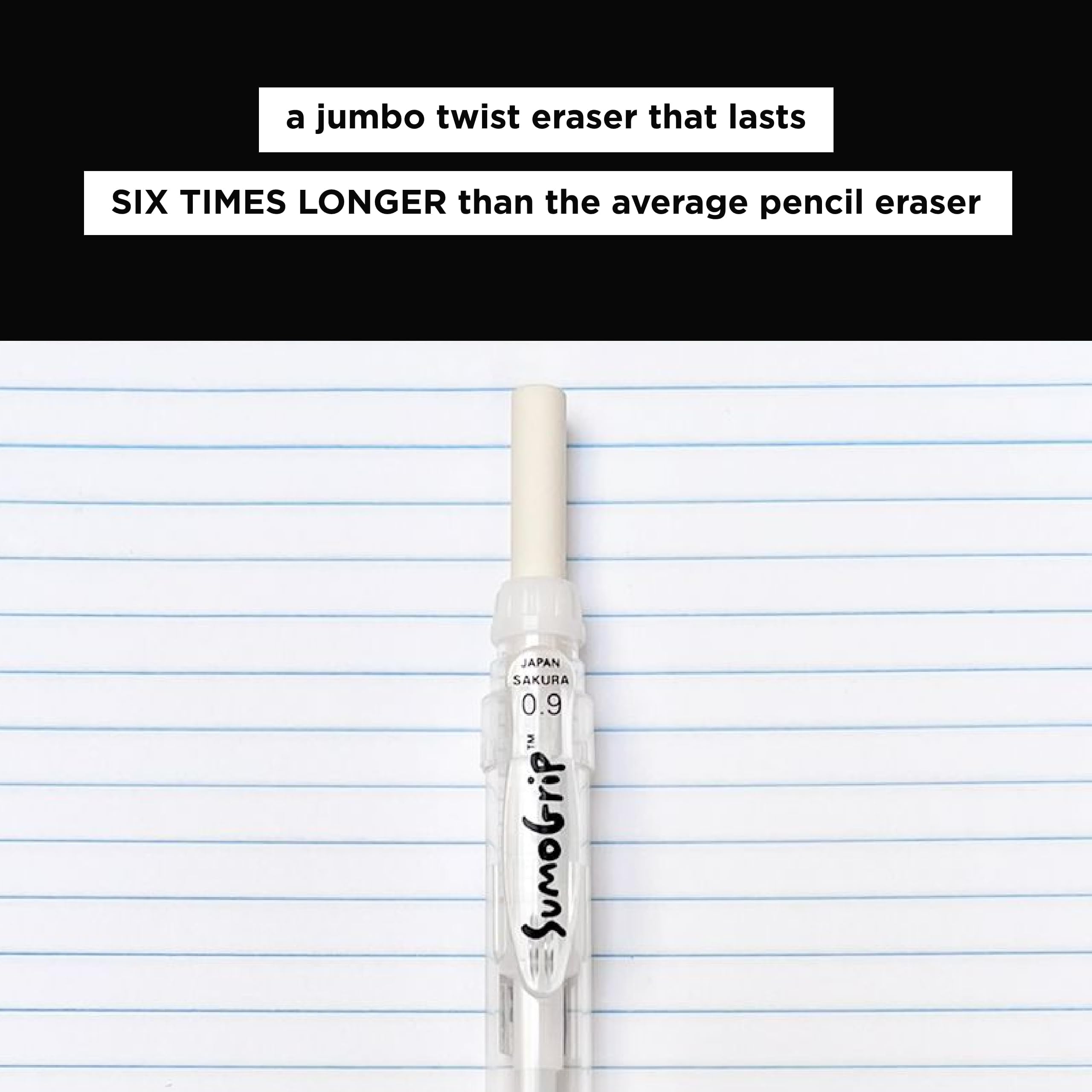 Sakura SumoGrip Pencil with Comfort Grip - 0.9 mm Ergonomic Mechanical Pencil - Clear - 3 Pack