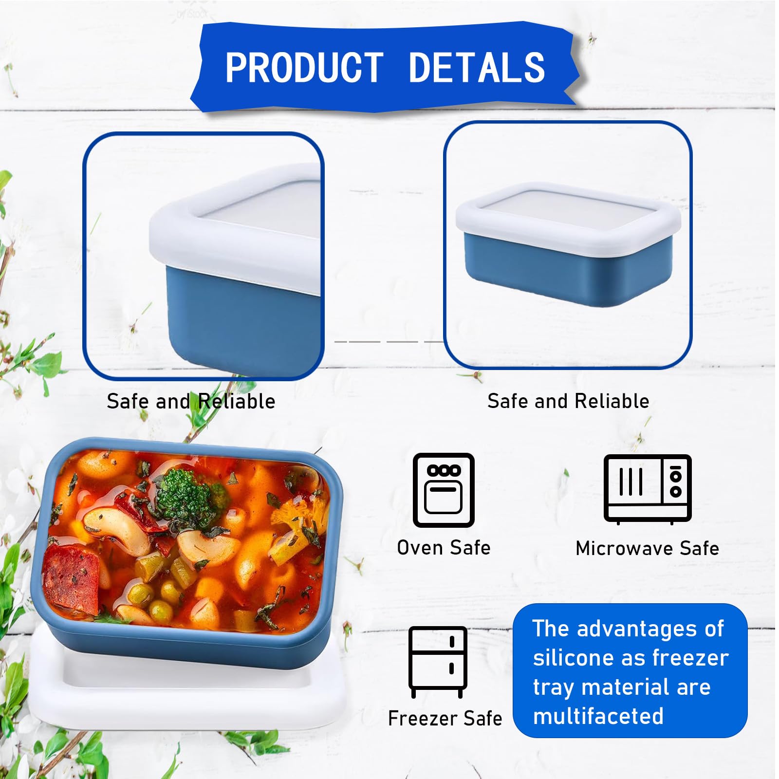 Silicone Soup Freezer Containers with Lid,8 Pcs 1 Cup Silicone Freezer Trays,Reusable Food Preserving Tray Freezing Trays for Storing and Freezing Soup, Sauce, Broth and Ice