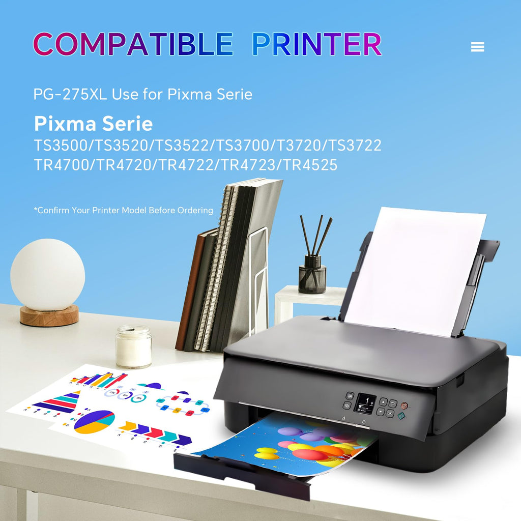 Aimery PG 275 Black Remanufactured for Canon 275 275XL Ink Cartridges PG-275 PG-275XL PG275 Encre Imprimante with Canon Pixma TS3720 TR4720 TR4725 TR4723 TR4722 TS3500 TS3520 TS3522 Printer 1-Black