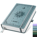 EMSHOI A5 Hardcover Leather Journal - 320 Pages, 100GSM Thick Notebook Lined Journal for Writing Women & Men, College Ruled, Sun Design- GrayBlue (5.75" x 8.38")