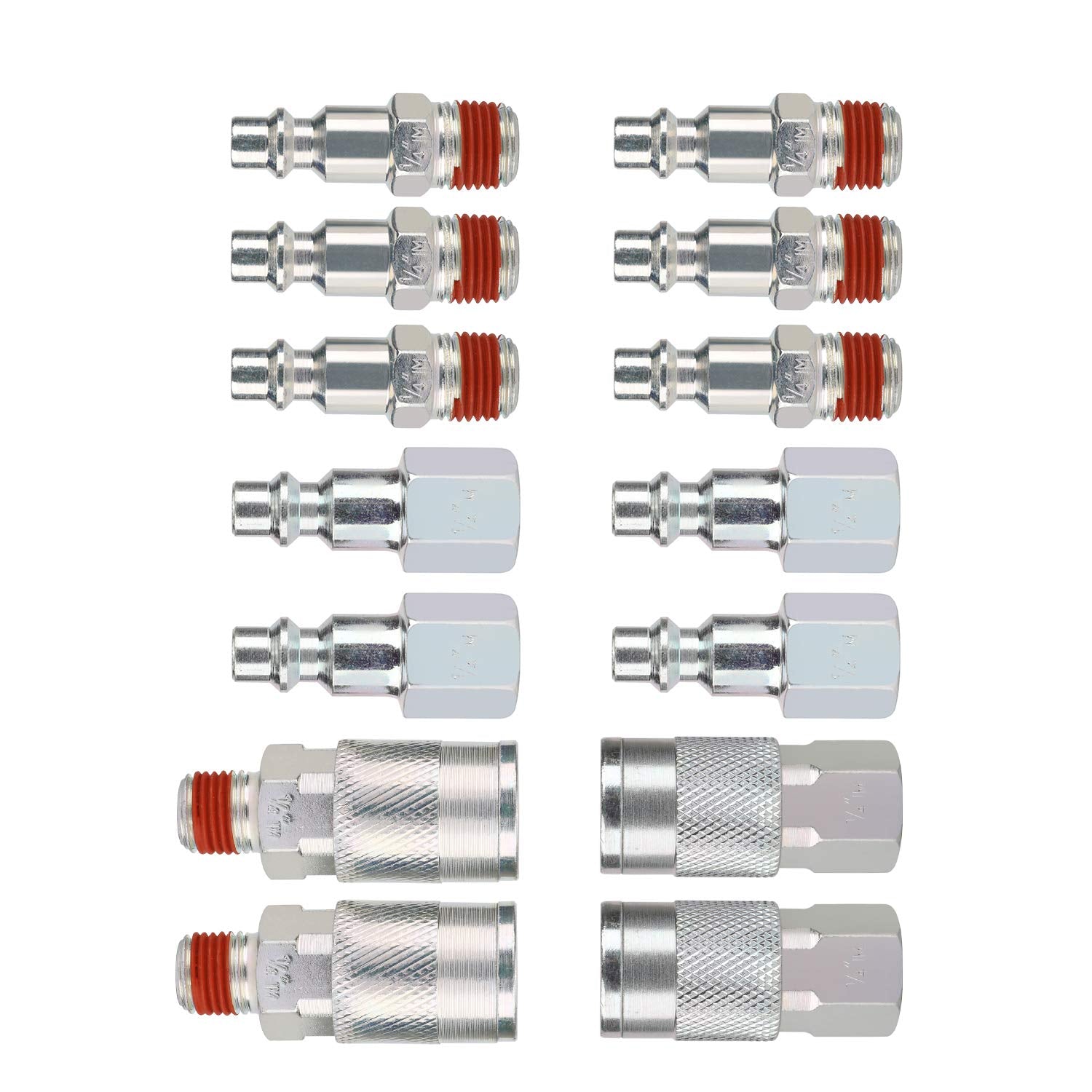 WYNNsky Air Compressor Accessories Fittings,1/4''NPT Quick Connect Air Coupler and Plug Kit,I/M Type,14 Pieces Air Tools Fittings Set
