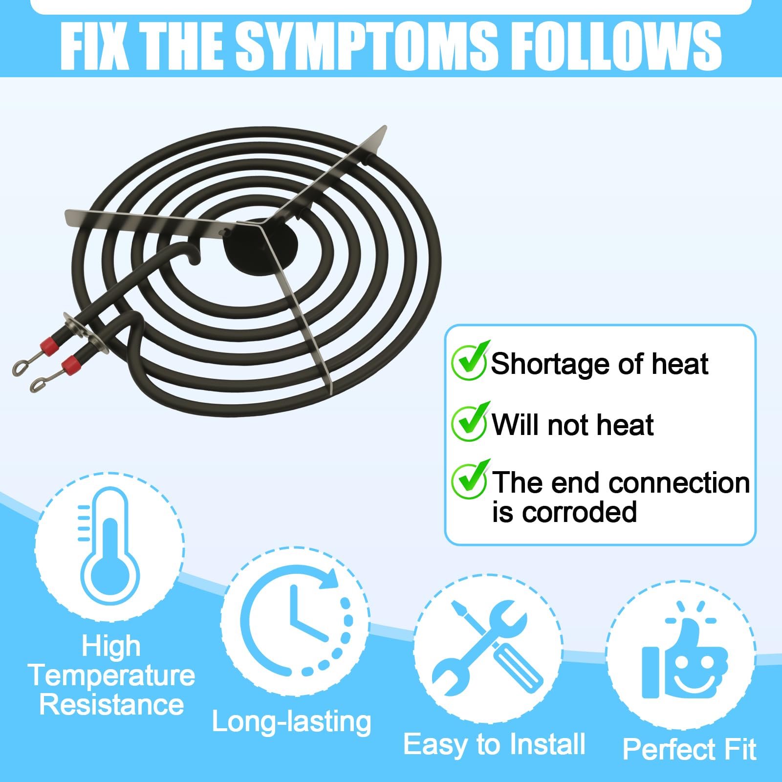 Wadoy 316442301 MP26YA 8 inch 5 Turns Surface Burner Element - Compatible Heating Element for Range, Stove & Cooktop AP4356467 222T025