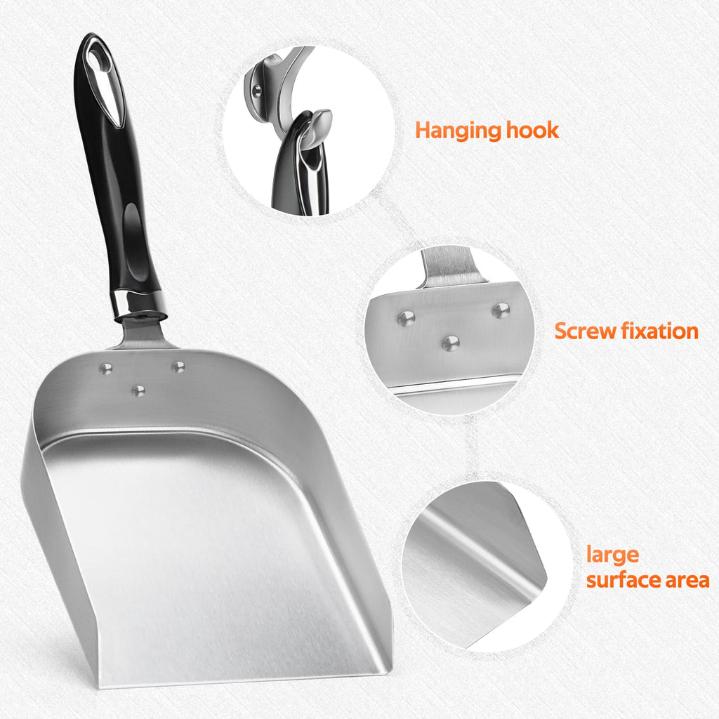 onlyfire Stainless Steel Food Mover, Grill Scoop Grill Spatula Smash Burger Food Shovel for Stiring Fry, 7“