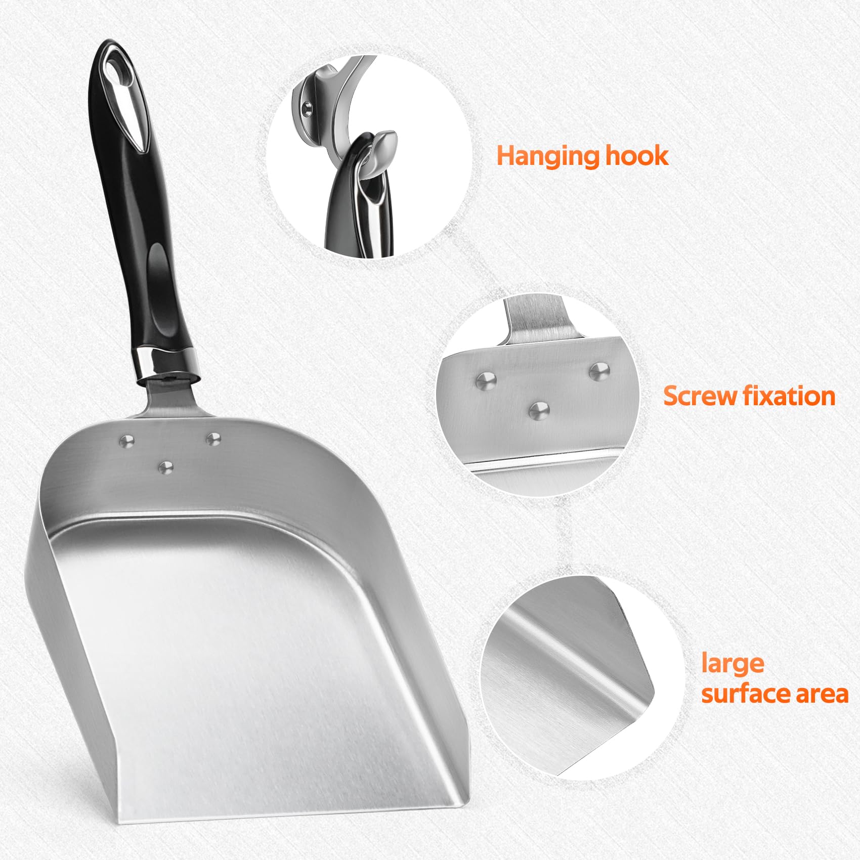 onlyfire Stainless Steel Food Mover, Grill Scoop Grill Spatula Smash Burger Food Shovel for Stiring Fry, 7“