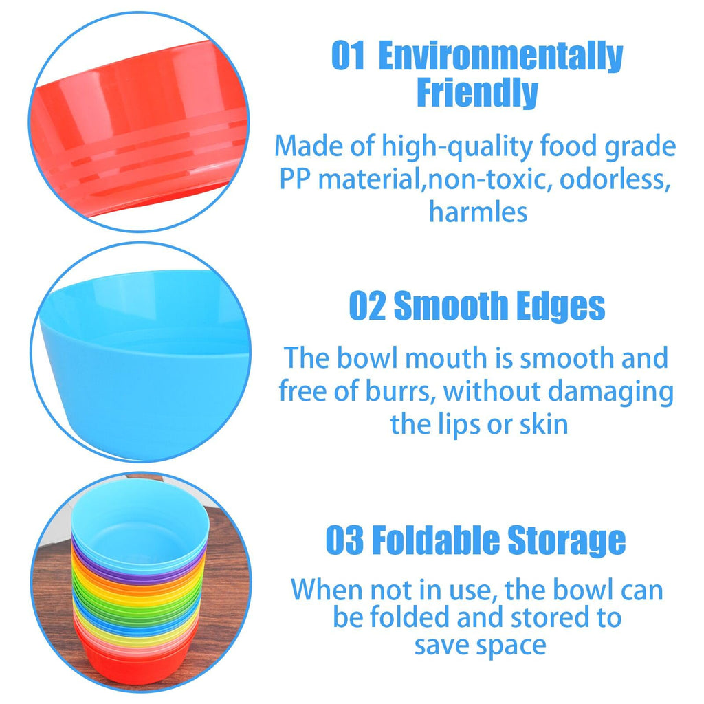 RUITENG 20Pcs Reusable Plastic Bowls, 300ML/10oz Multi Coloured Plastic Serving Bowls, Unbreakable Plastic Bowls, Small Bowls for Snack Salad Fruit Breakfast Cereal Soup(10 Colors)