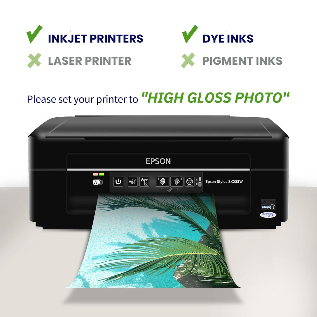 100 Sheets Glossy Photo Paper 8x10, Goefun 200GSM/54LB Inkjet Printer Paper for Dye Ink