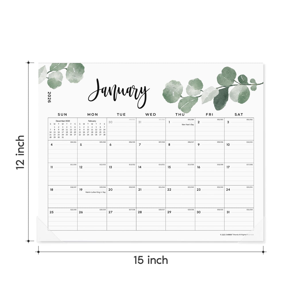 Cabbrix 2026 Magnetic Calendar for Refrigerator, January 2026 to June 2027 Fridge Calendar Magnet, 15 x 12 inch, Monthly Greenery Design, Easy Organizing