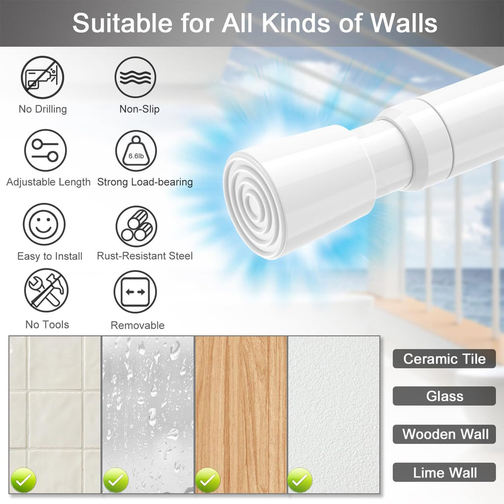 AIZESI 2pcs Spring Tension Rods Adjustable 26 to 39 inch Small Tension Curtain Rod No Drilling Expandable Spring Loaded Curtain Rod,Suitable for Doors and Windows 28 to 36 inch, White