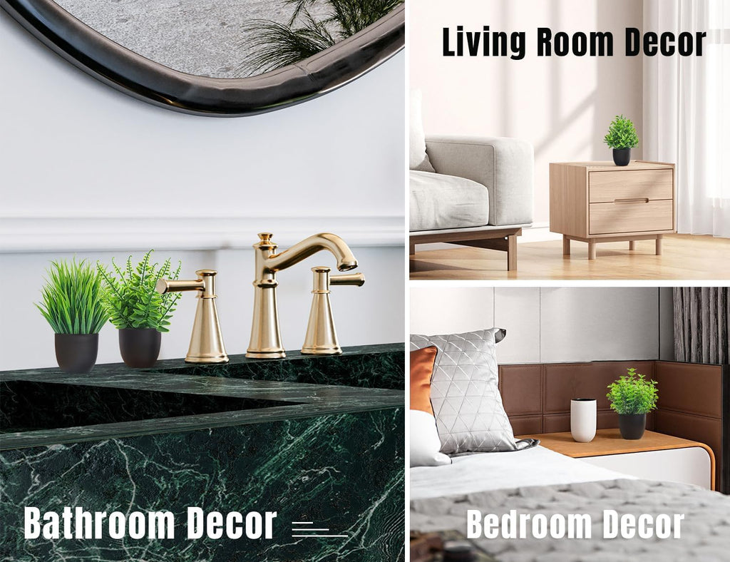 Der Rose Fake Plants 4 Packs Small Artificial Plants Black Faux Plants for Bathroom Home Office Shelf Kitchen Coffee Table Accessories Decor Indoor