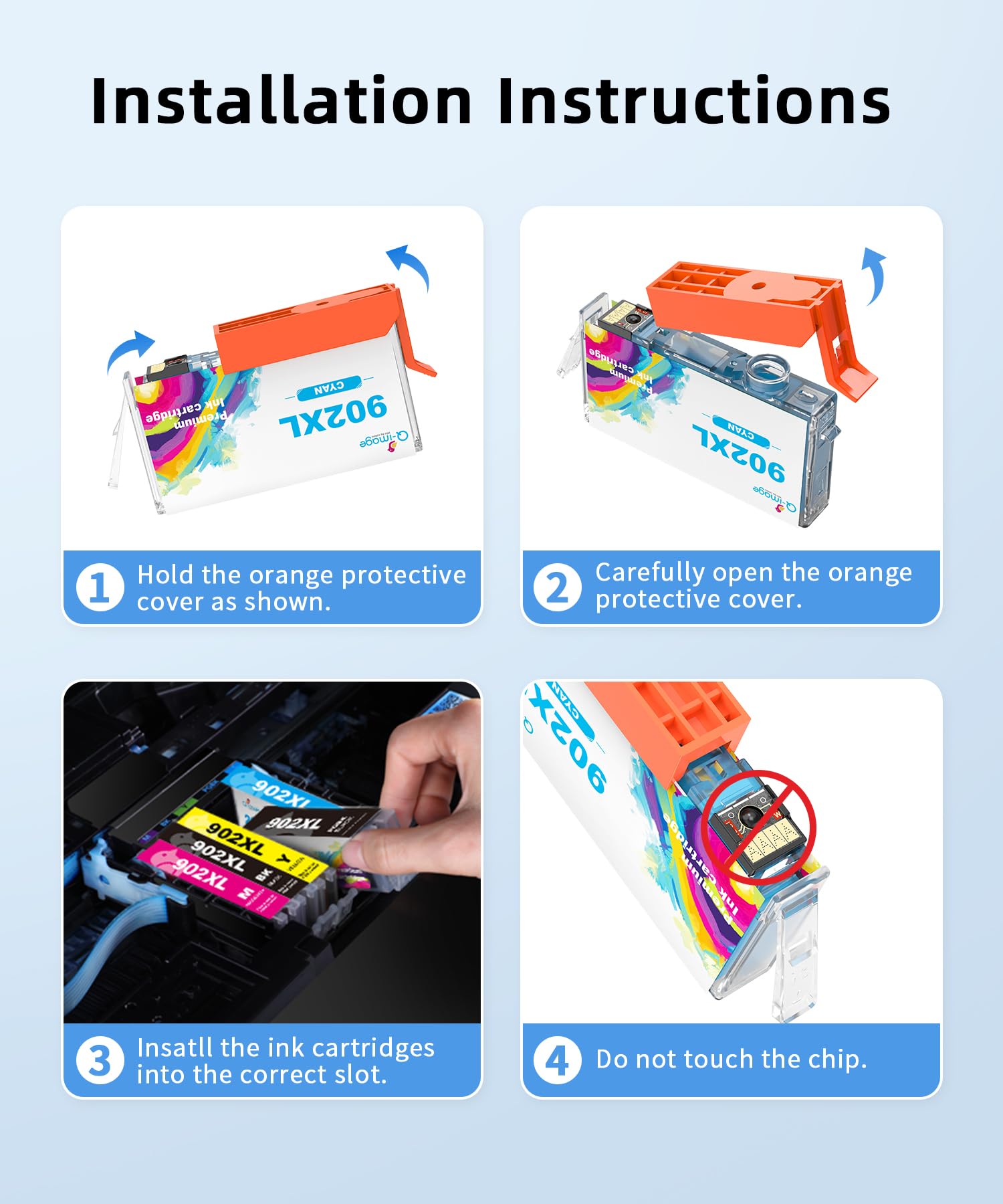 （5-Pack 902XL Ink Cartridges Combo Pack Compatible for HP 902 XL Ink Cartridges Work with HP Officejet Pro 6978 6960 6962 6968 6954 6958 6950 6951 6970 Printers (Black, Cyan, Magenta, Yellow）