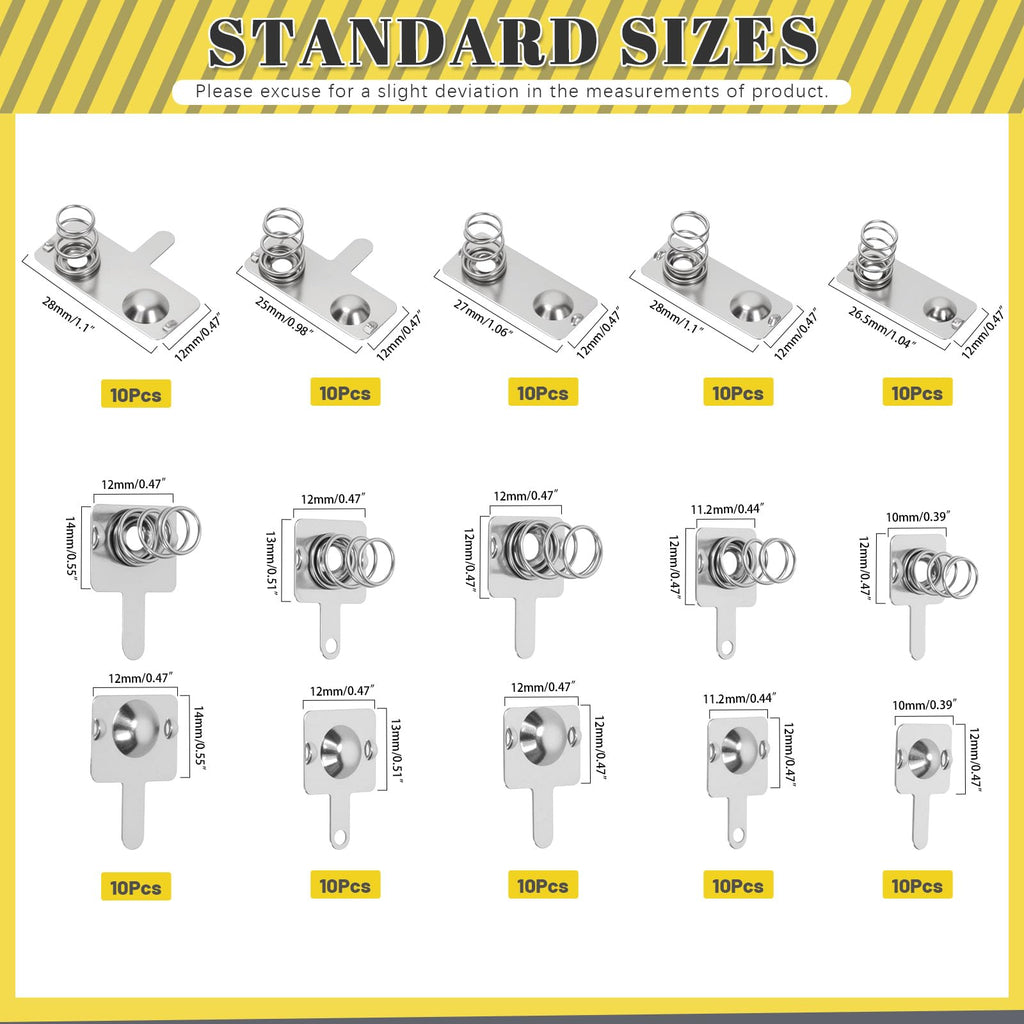 Mardatt 100Pcs Battery Springs AA, Battery Negative and Positive Nickle Plated Conversion Spring Contact Plate for Remote Control Battery Charger